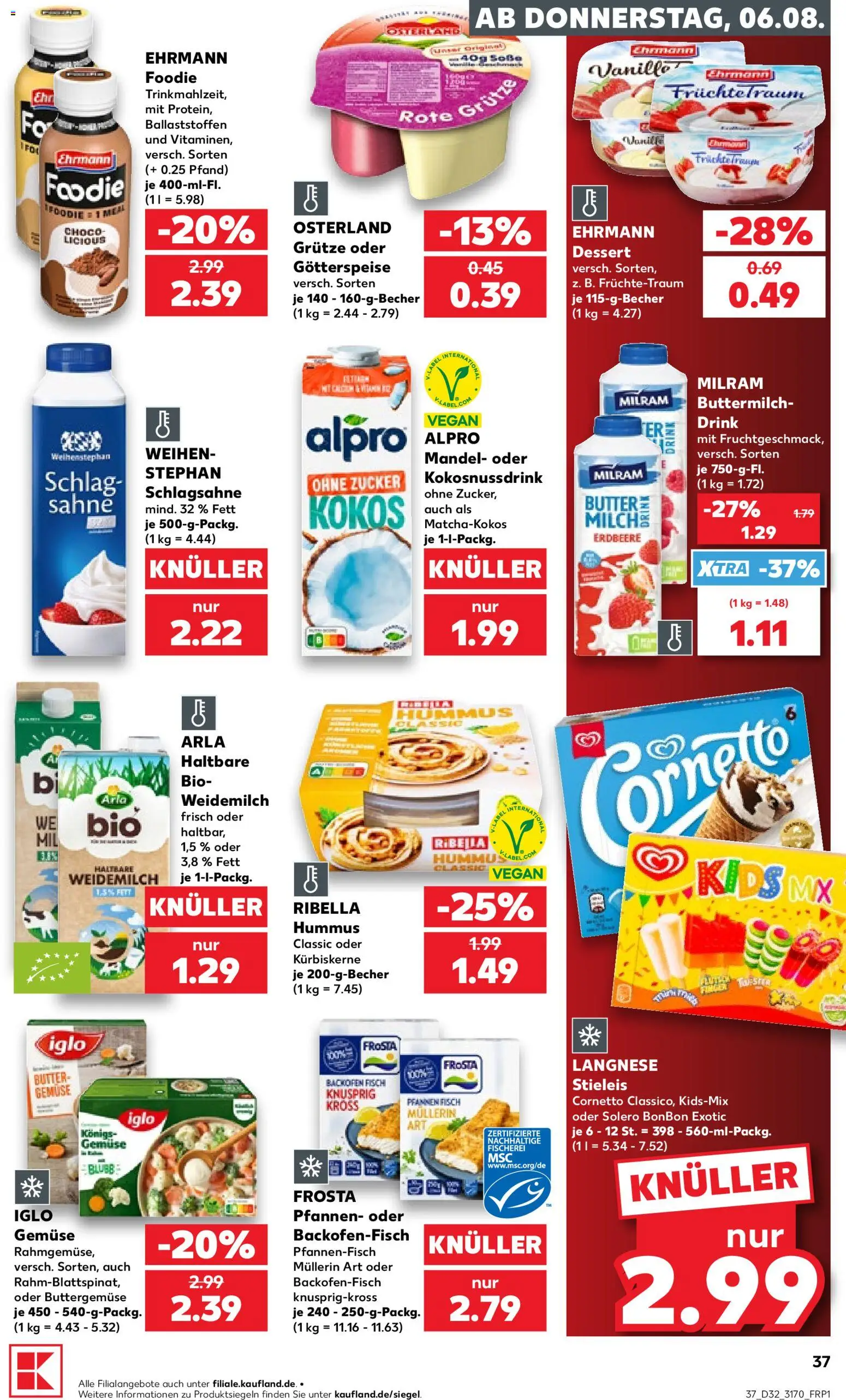 Kaufland Prospekt Rostock – gültig ab 06.08.2026 | Seite: 37 | Produkte: Buttermilch, Butter, Frosta, Gemüse