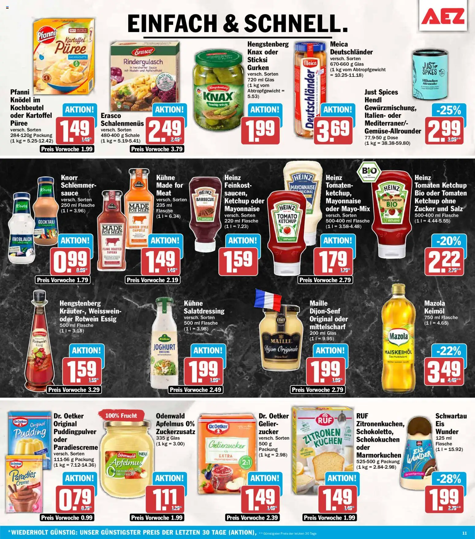 AEZ Prospekt – gültig ab 10.08.2026 | Seite: 11 | Produkte: Gelierzucker, Essig, Tomaten, Gurken