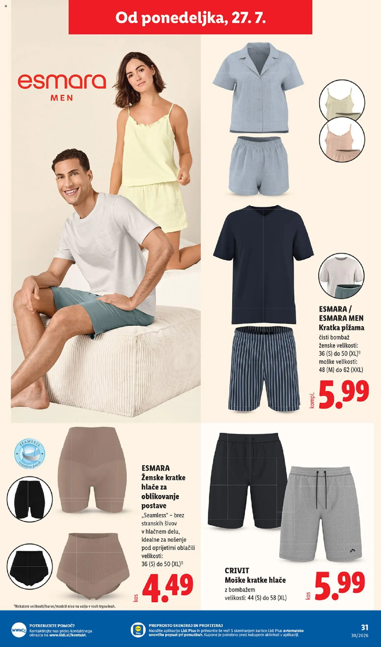 Novi Lidl katalog ponudbe – veljaven od 23.07.2026 | Stran: 61 | Izdelki: Pižama, Hlace, Kratke hlace