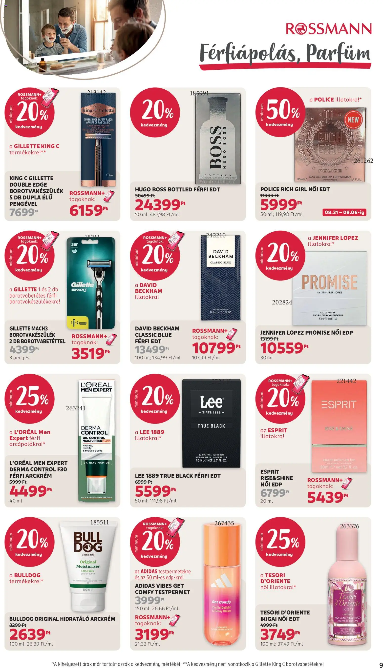Rossmann akciós ujság - amely érvényes a következő dátumtól: 2026.08.31. | Oldal: 11 | Termékek: Hugo Boss, Testpermet, Gillette, Adidas