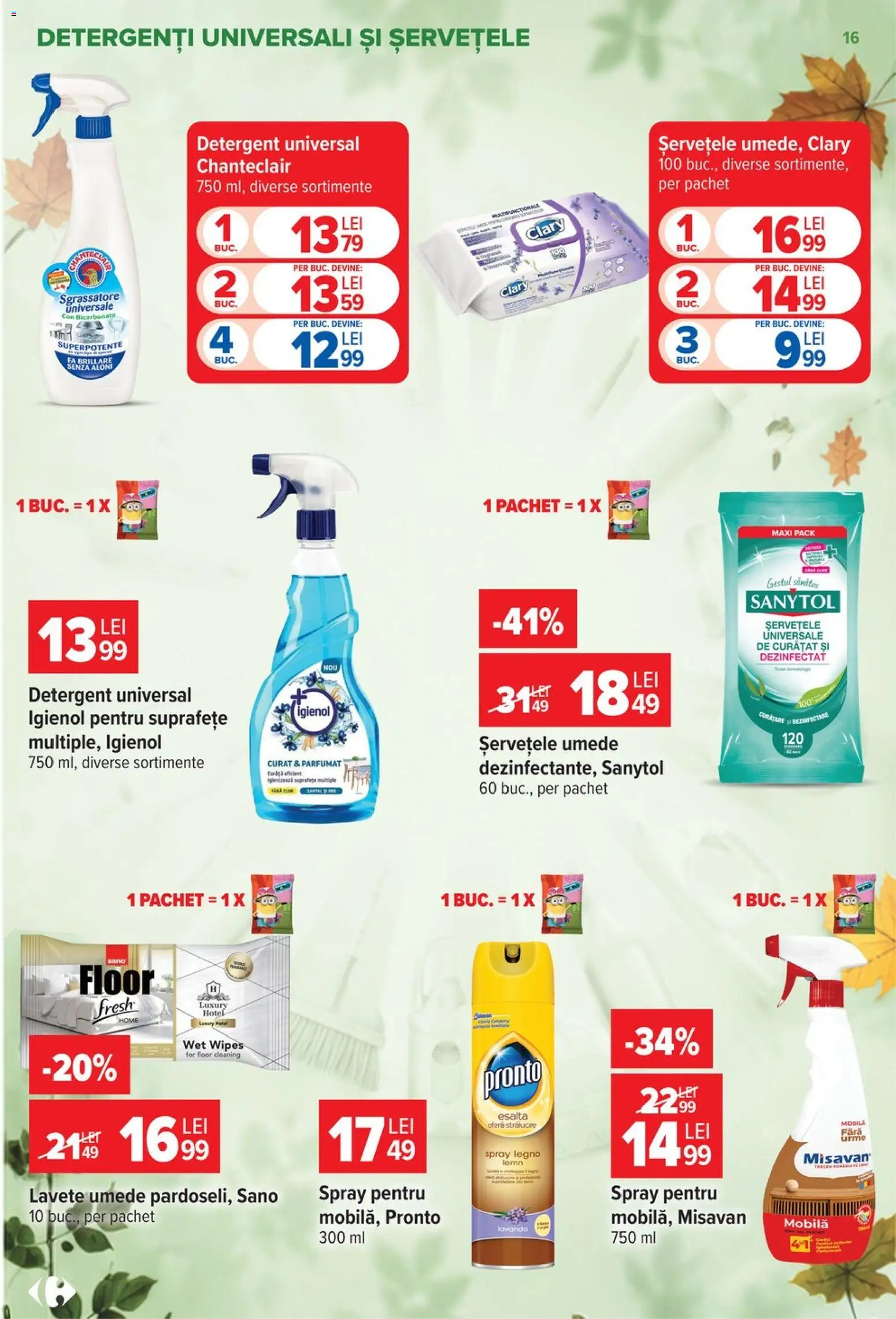 Noul catalog Carrefour – valabil de la 30.09.2026 | Pagină: 16 | Produse: Detergent, Lavete, Șervețele umede
