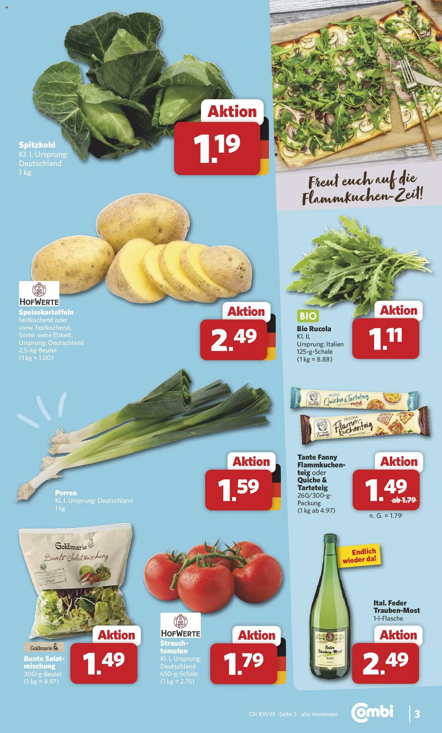 Combi Prospekt – gültig ab 10.08.2026 | Seite: 3 | Produkte: Rucola, Tomaten, Salat