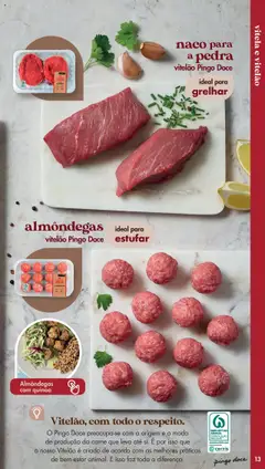 Pré-visualização Almôndegas com quinoa, Almôndegas com quinoa válido de 20/05/2025 | Página: 13 | Produtos: Vitela, Quinoa, Carne