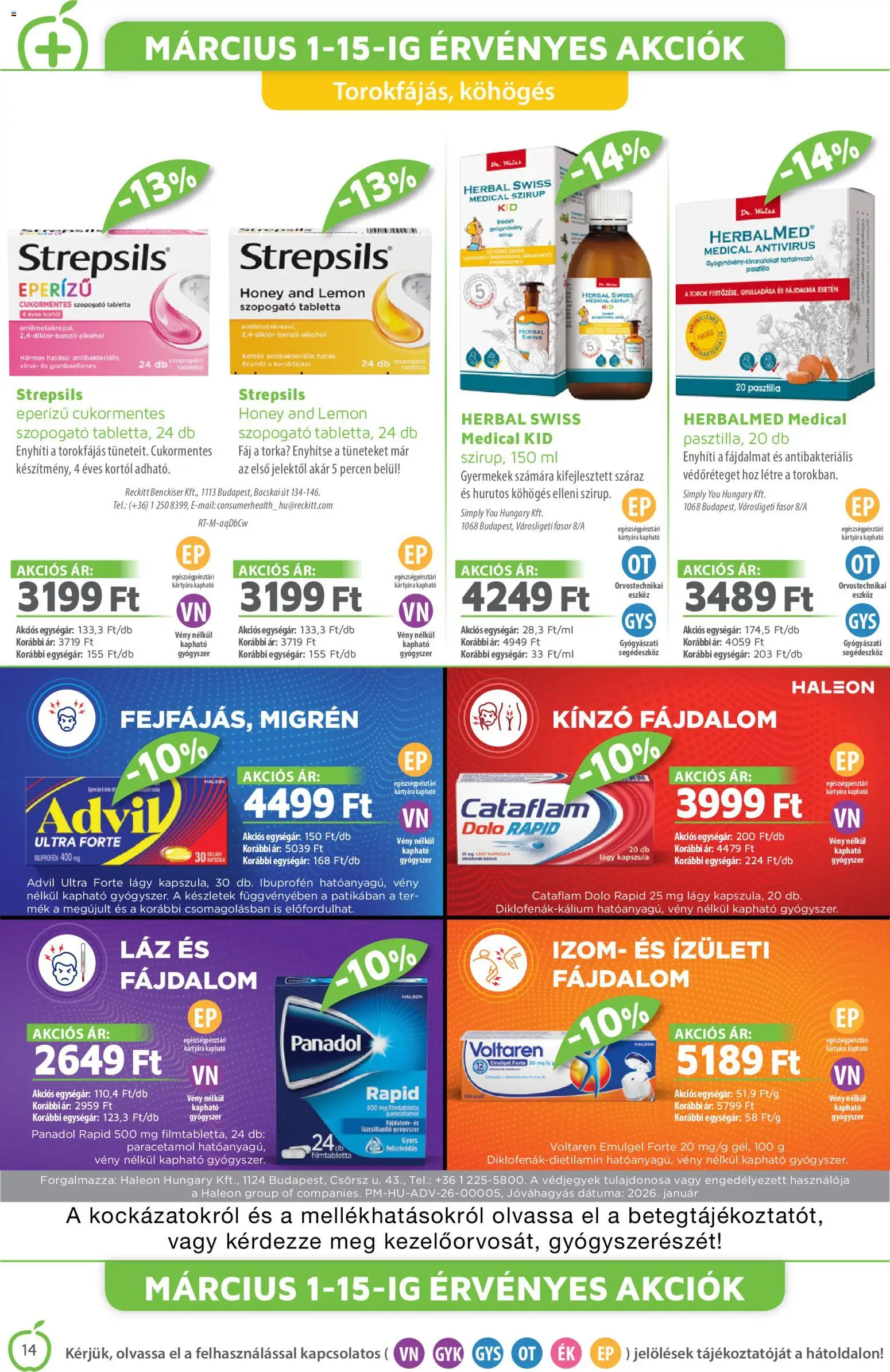 Alma Gyógyszertárak akciós ujság - amely érvényes a következő dátumtól: 2026.03.01. | Oldal: 14 | Termékek: Kapszula, Ibuprofen, Alkohol, Eszköz