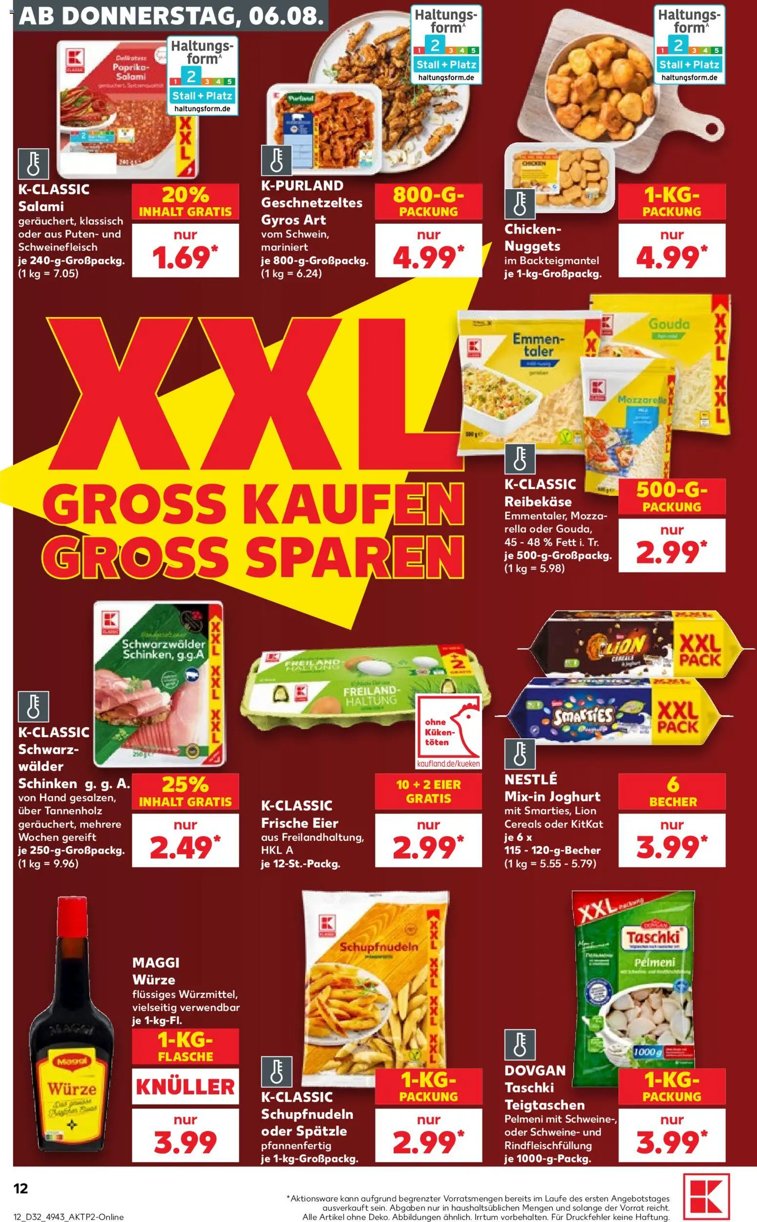 Kaufland Německo leták - Köln od 06.08.2026 | Strana: 12 | Produkty: Gyros, Paprika, Forma, Mozzarella