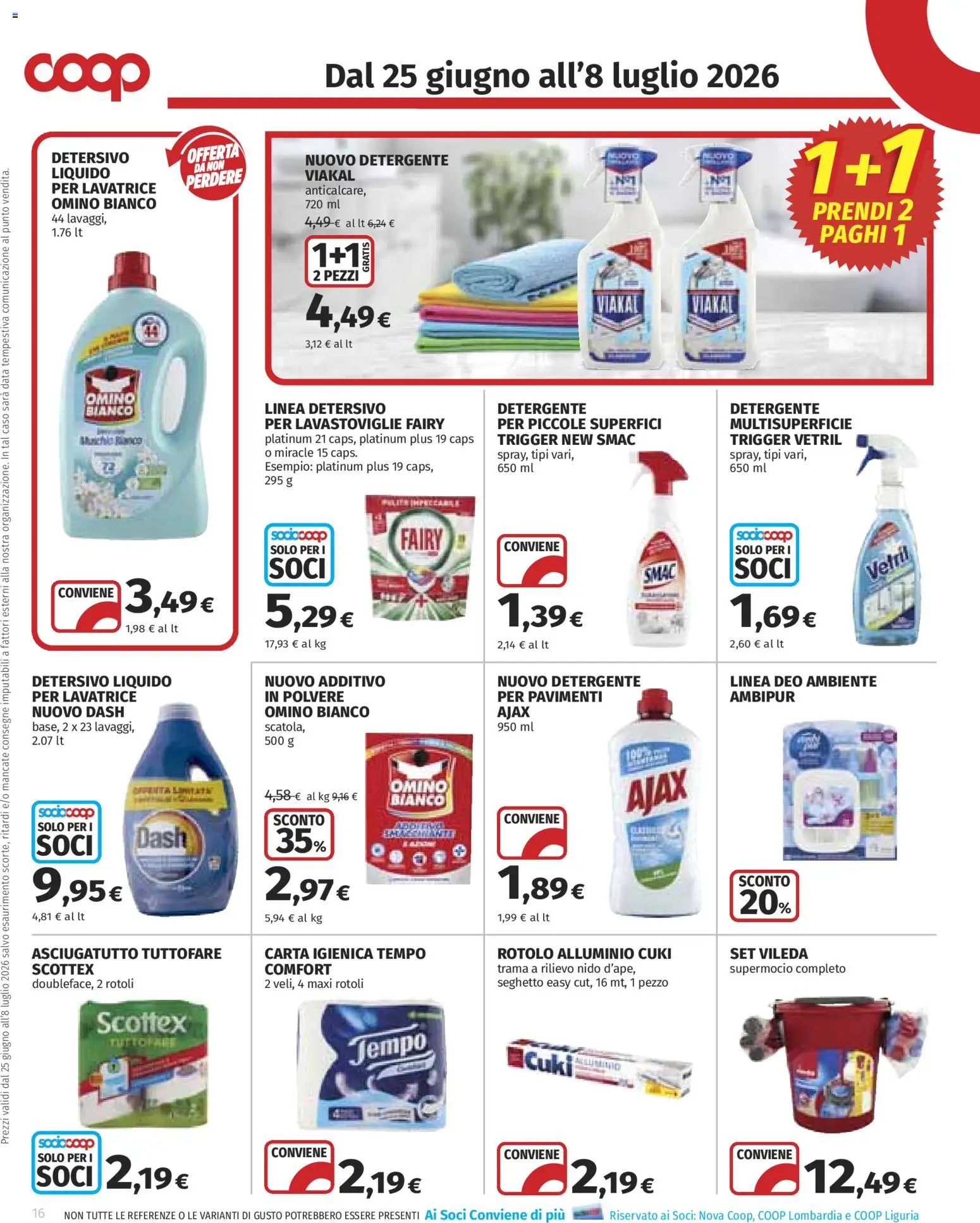 Volantino COOP del 25/06/2026 | Pagina: 16 | Prodotti: Carta igienica, Data, Asciugatutto, Alluminio