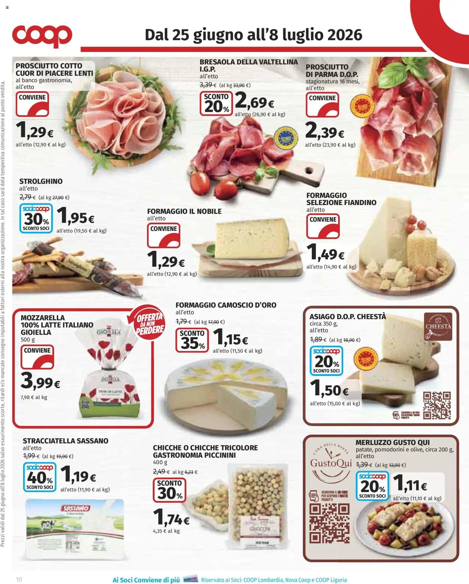 Volantino COOP del 25/06/2026 | Pagina: 10 | Prodotti: Bresaola, Formaggio, Prosciutto, Data