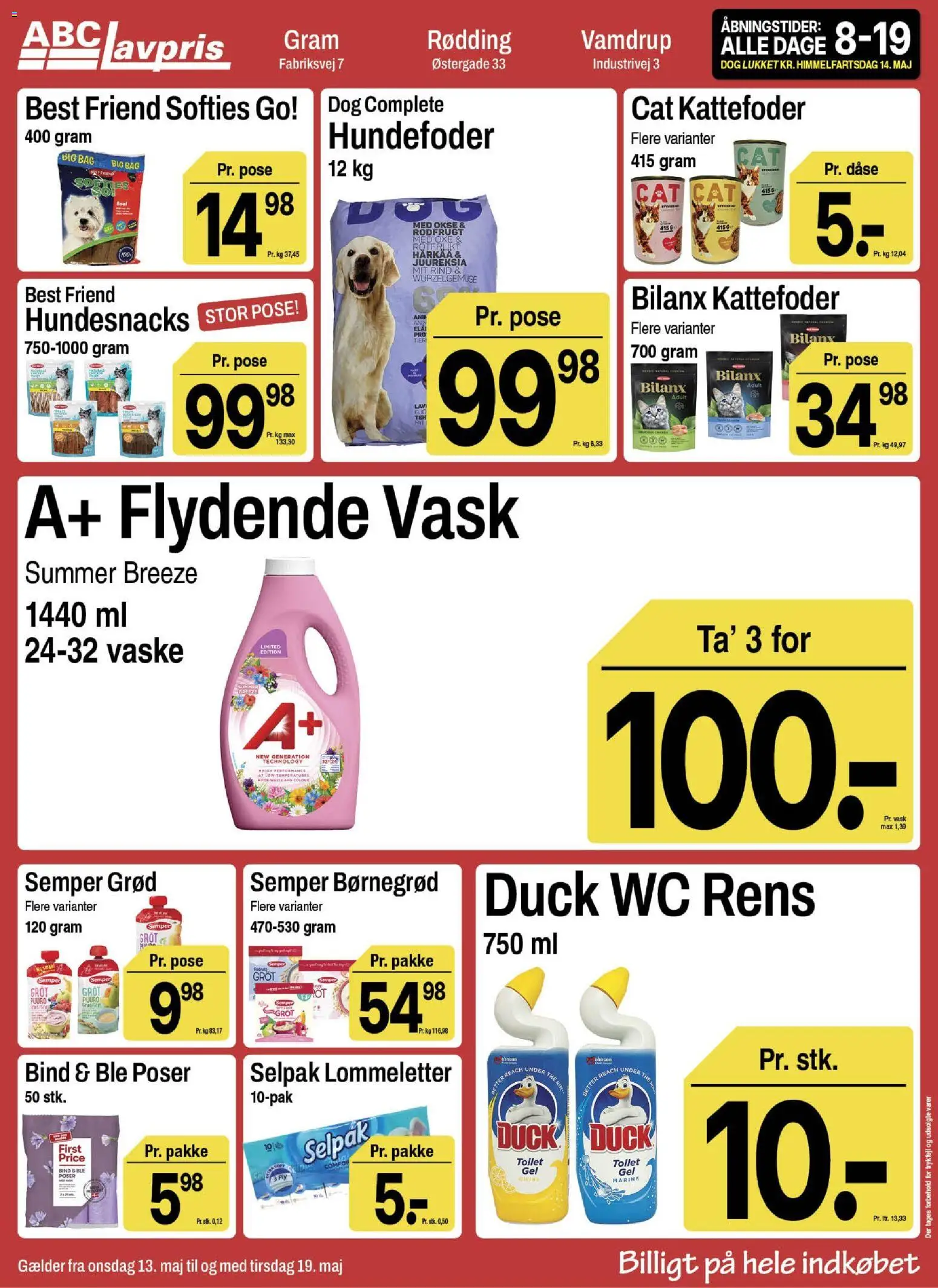Abc Lavpris tilbudsavis – gyldig fra 13.05.2026 | Side: 11 | Produkter: Toilet, Hundefoder, Kattefoder