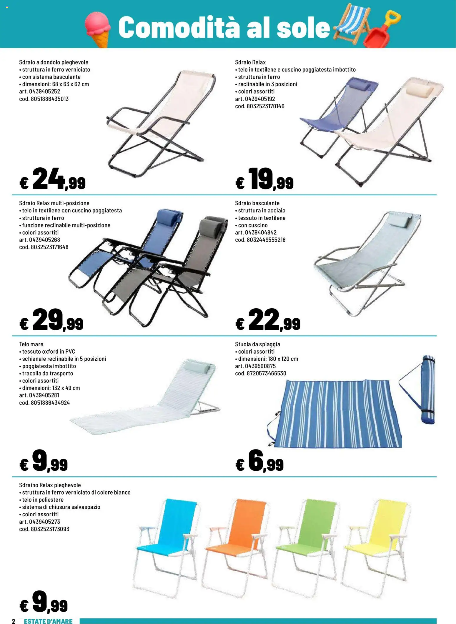 Volantino Iper del 08.06.2026 | Pagina: 2 | Prodotti: Sdraio, Dondolo, Cuscino