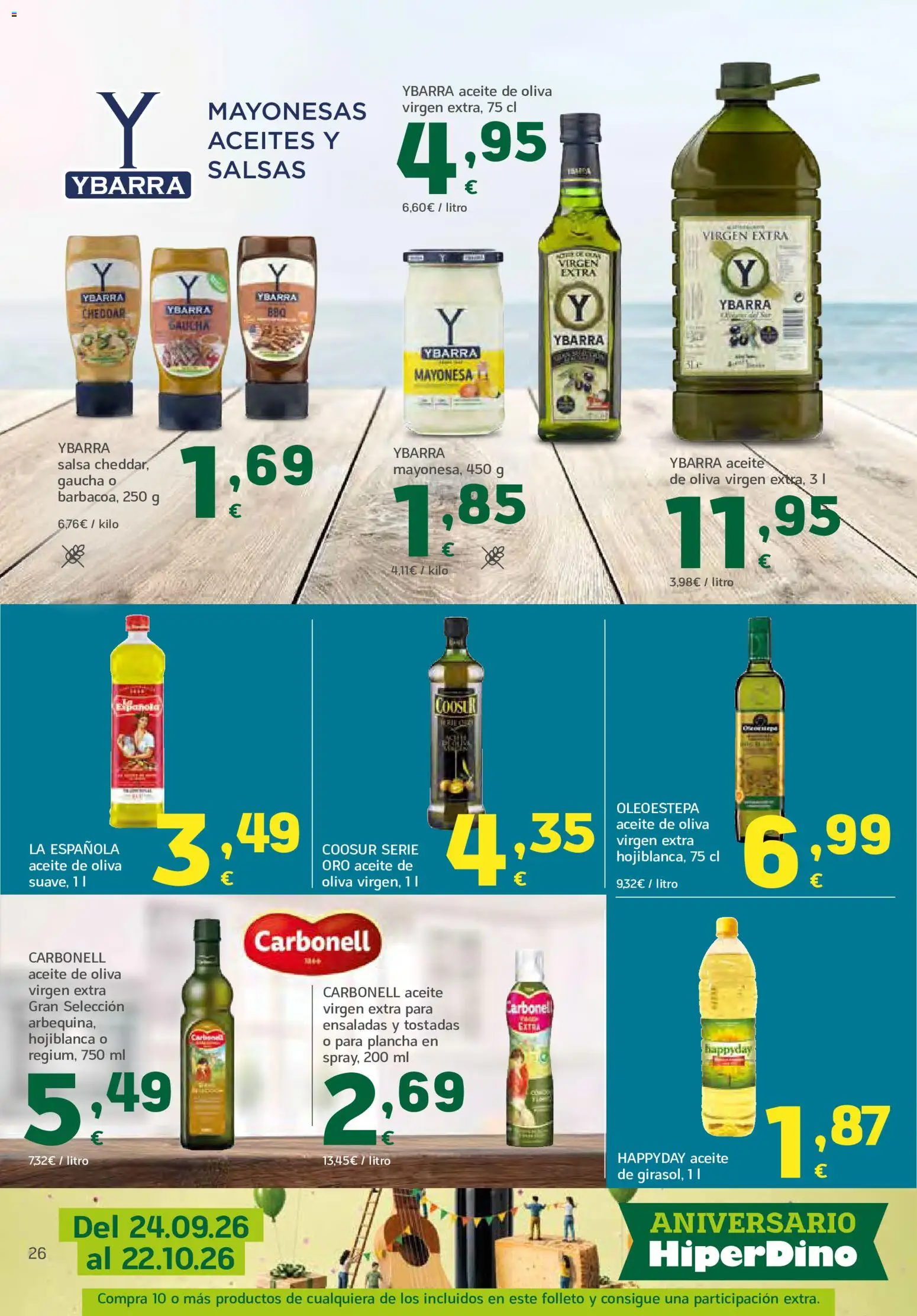HiperDino folleto │ válido desde el 24/09/2026 | Página: 26 | Productos: Tostadas, Aceite, Aceite de oliva, Aceite de oliva virgen extra