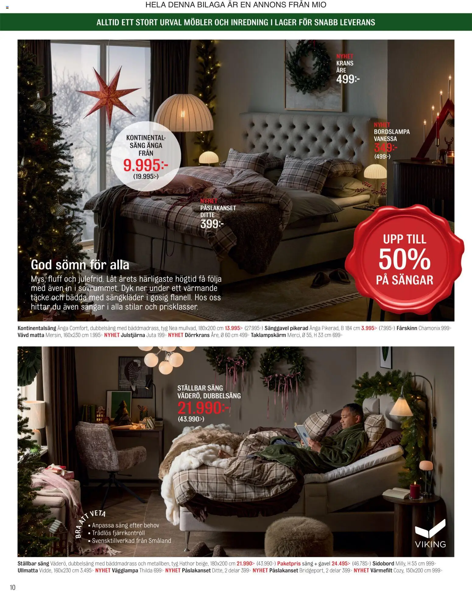 Mio reklamblad aktuell från 20/10/2026 | Sida: 10 | Produkter: Bäddmadrass, Täcke, Säng, Ställbar säng