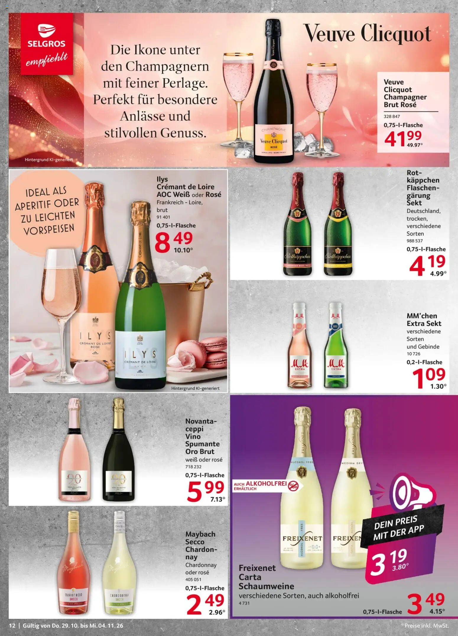 Selgros Prospekt – gültig ab 29.10.2026 | Seite: 12 | Produkte: Freixenet, Sekt, Merlot, Rotkäppchen