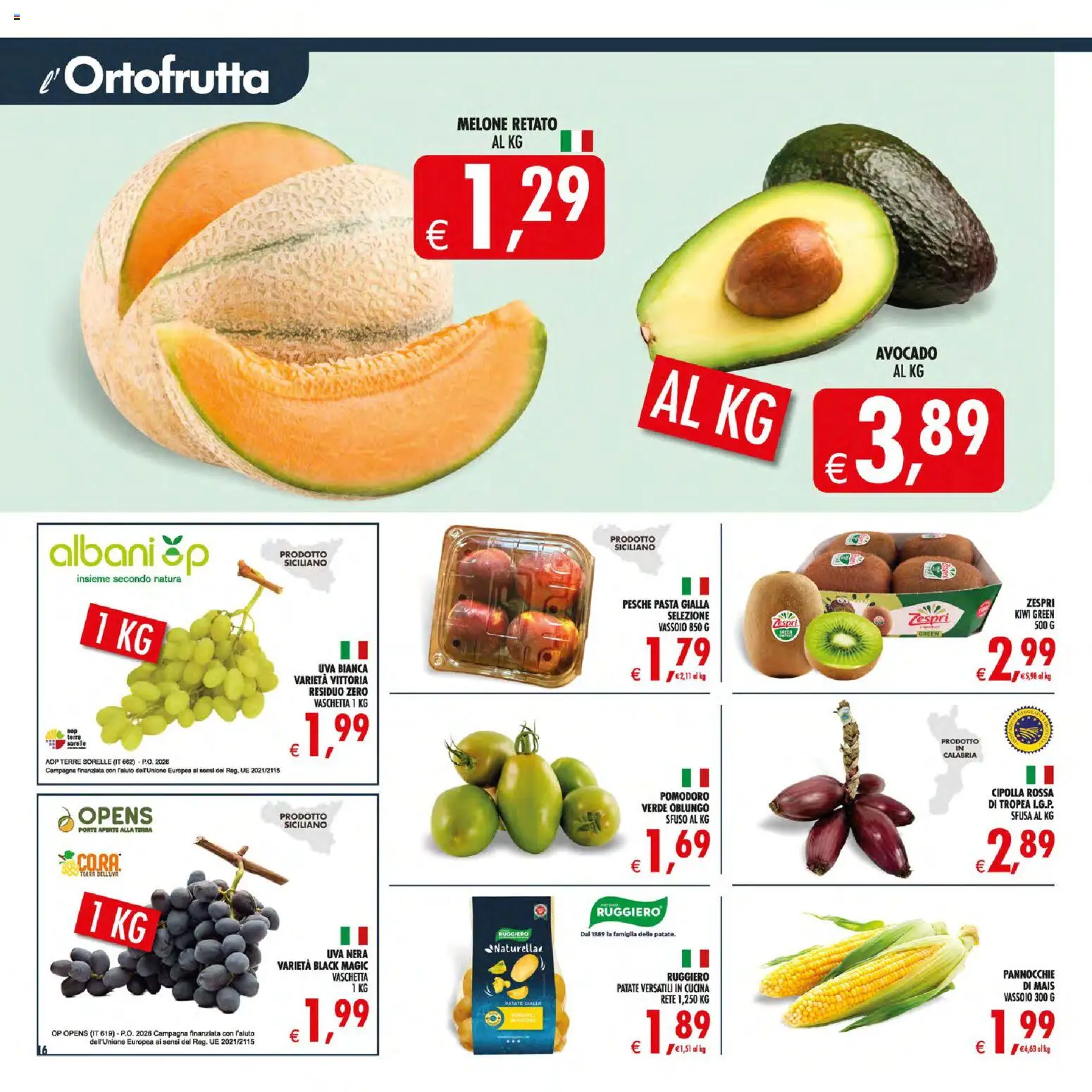 Volantino Decò del 31/07/2026 | Pagina: 20 | Prodotti: Kiwi, Patate, Uva, Vassoio