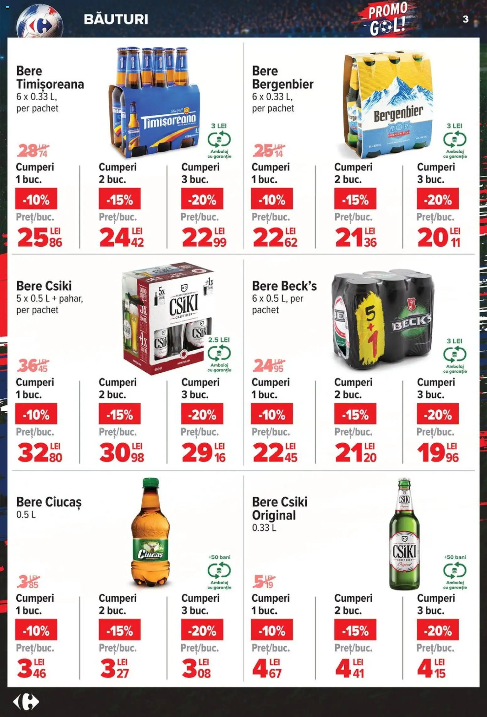 Noul catalog Carrefour – valabil de la 03.06.2026 | Pagină: 3 | Produse: Bere, Plastik Kulübe