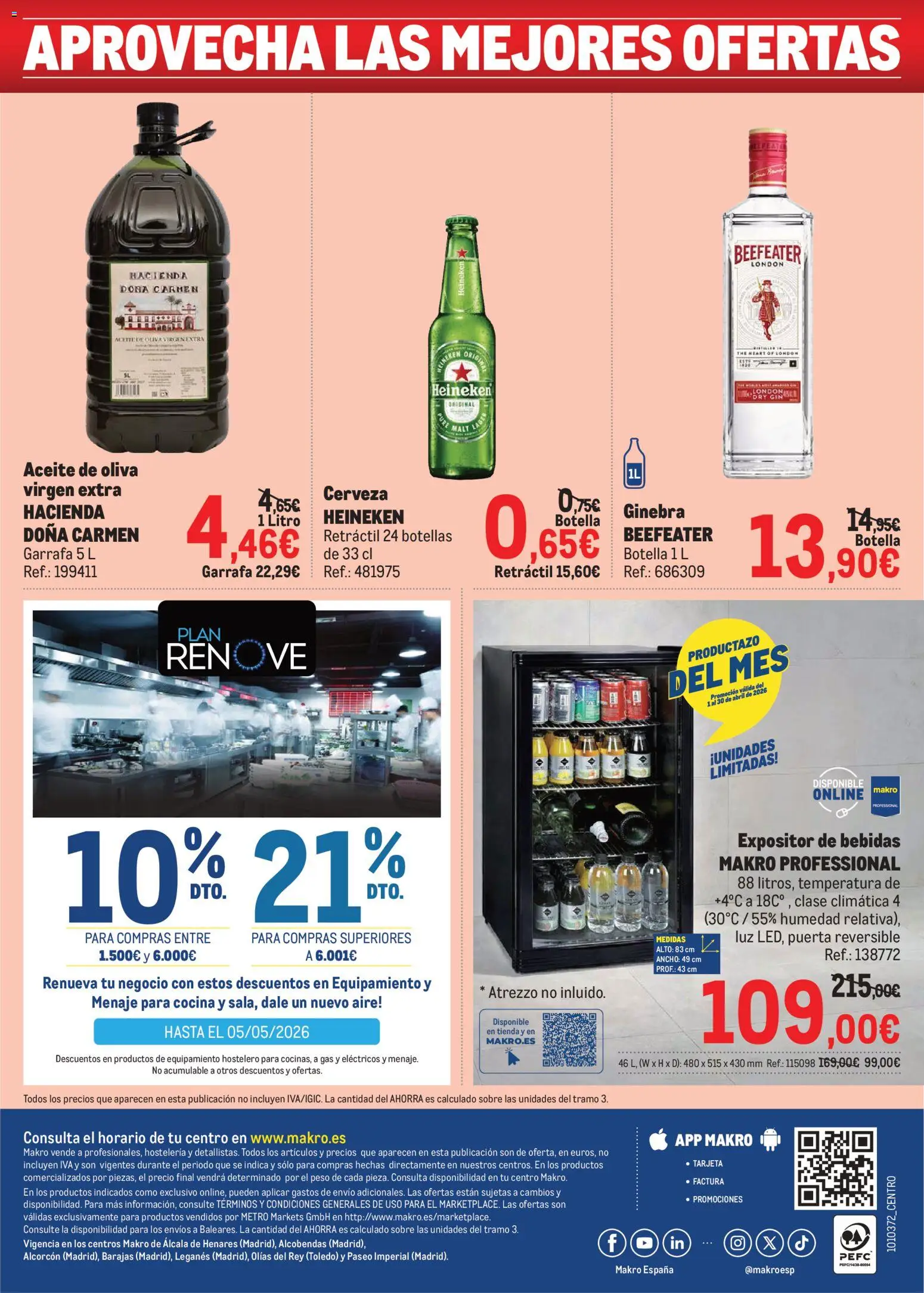 Makro Precios Centro │ válido desde el 06.04.2026 | Página: 8 | Productos: Aceite, Cerveza, Ginebra, Aceite de oliva