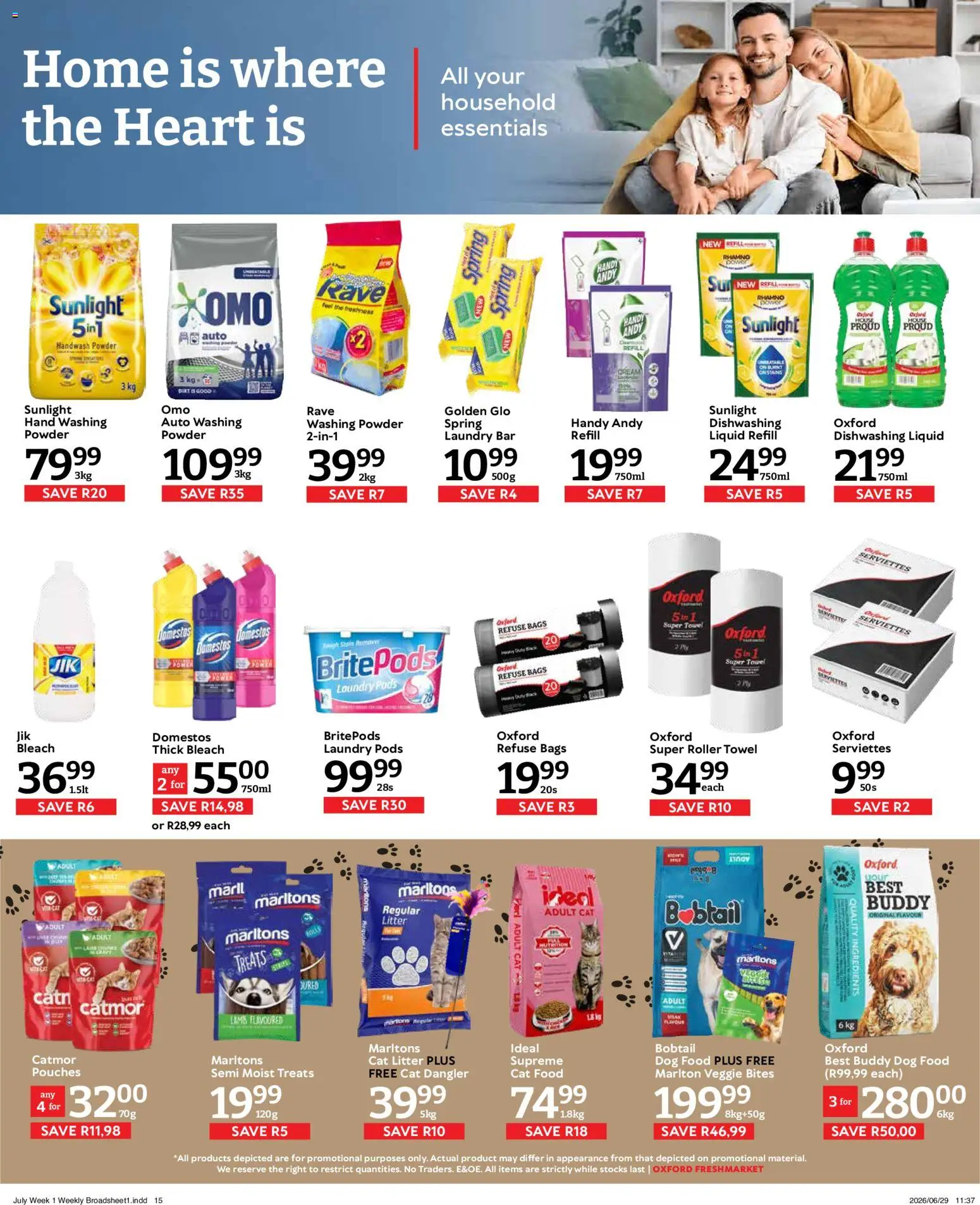New Oxford Freshmarket catalogue – valid from 01/07/2026 | Page: 15 | Products: Handwash, Bleach, Cat food, Cat litter