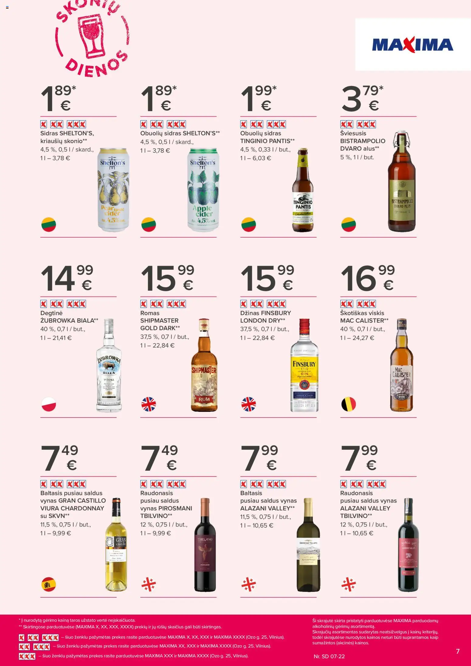 MAXIMA akcijos nuo 2026.07.09 | Puslapis: 7 | Prekių: Degtinė, Viskis, Alus, Džinas