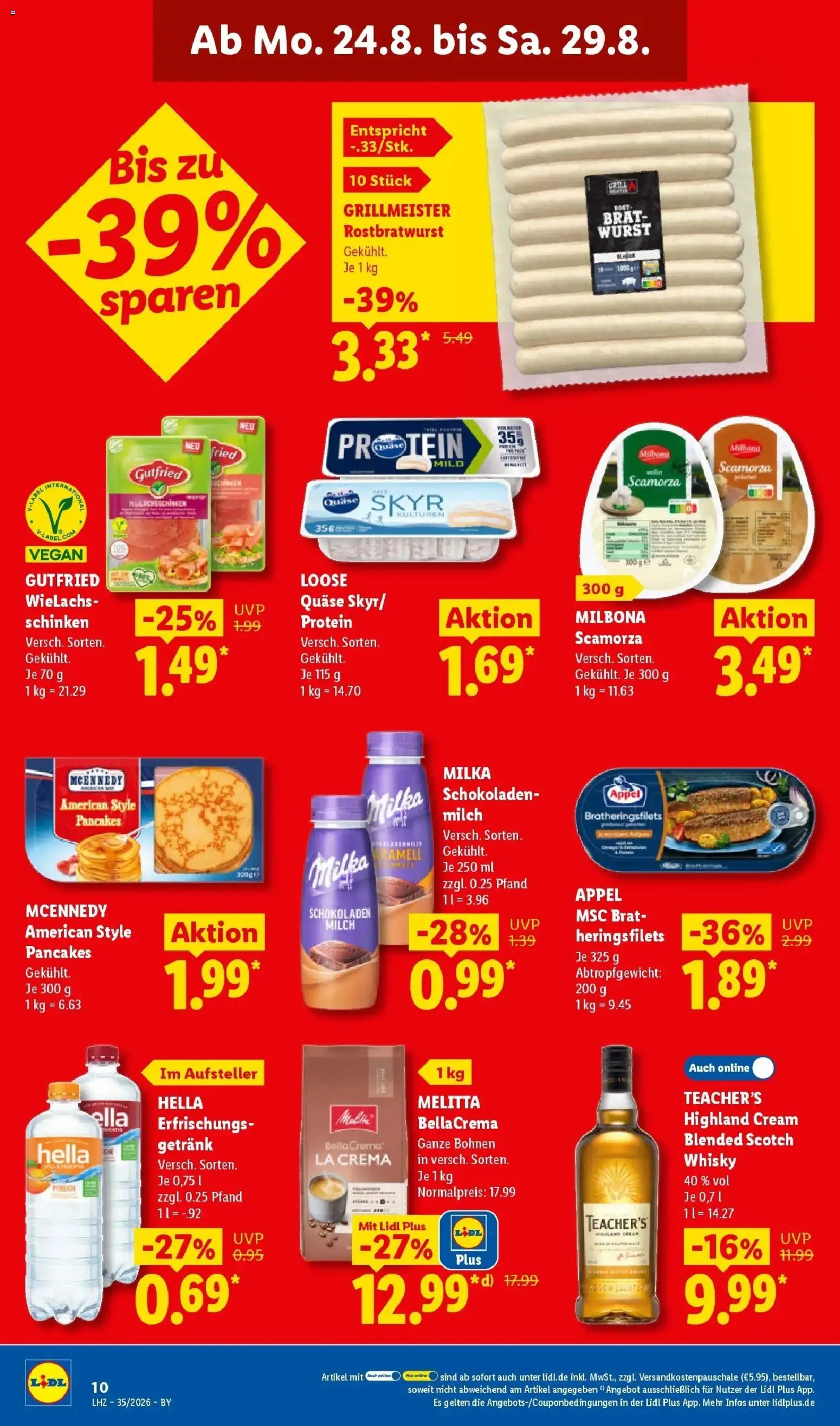 Lidl Prospekt Pocking (ab 24.08.2026) zum Blättern » Angebote | Seite: 22 | Produkte: Whisky, Melitta, Quark, Milka