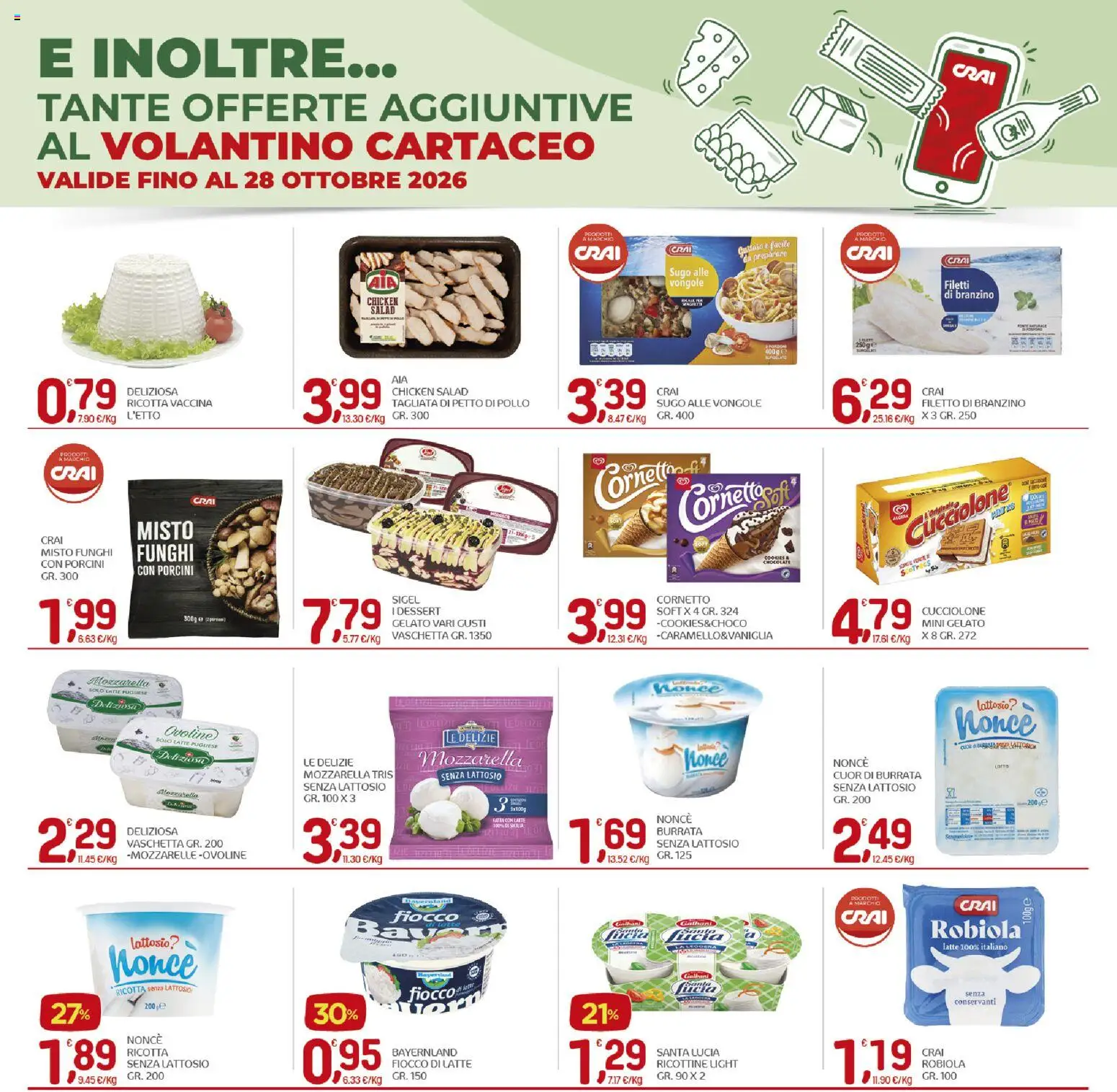 Volantino CRAI del 15/10/2026 | Pagina: 19 | Prodotti: Branzino, Ricotta, Robiola, Senza lattosio