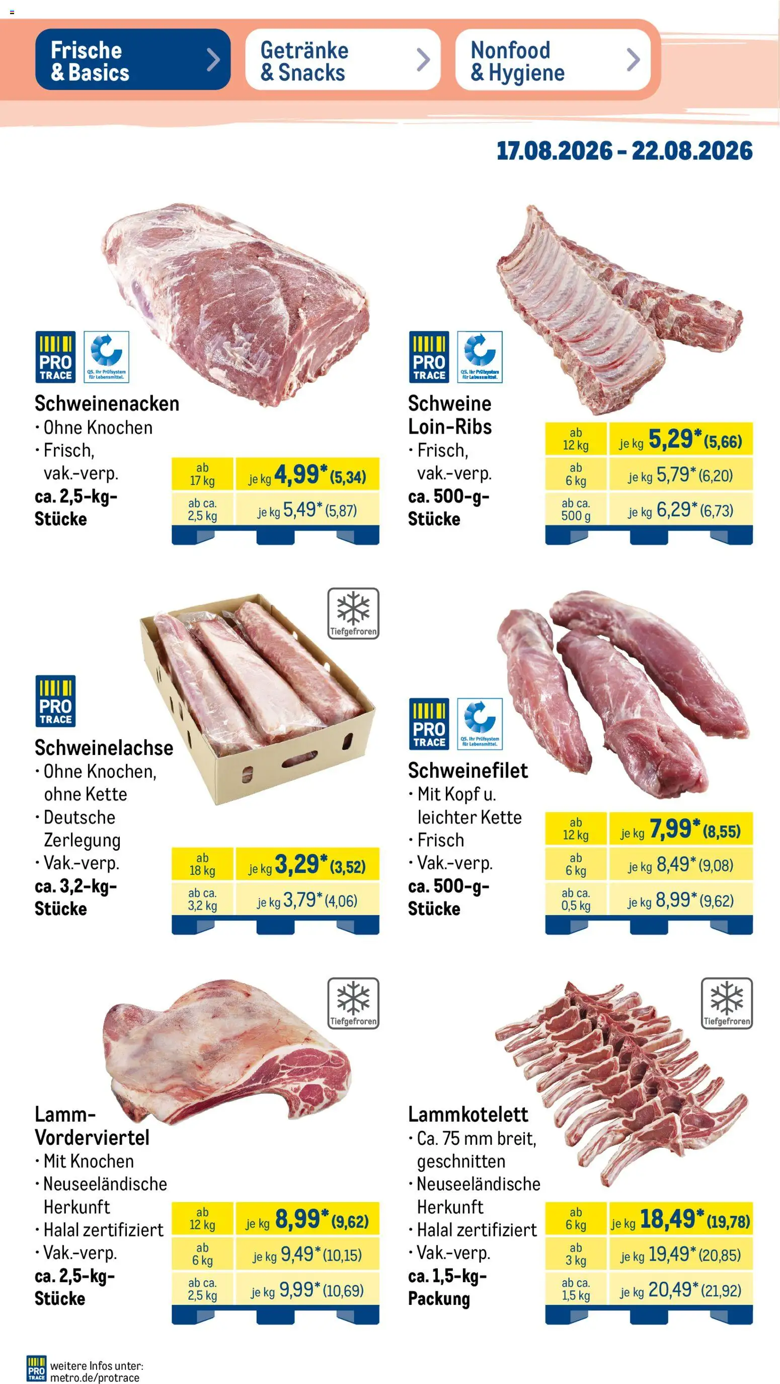 Metro Prospekt – gültig ab 17.08.2026 | Seite: 4 | Produkte: Schweinenacken, Schweinefilet