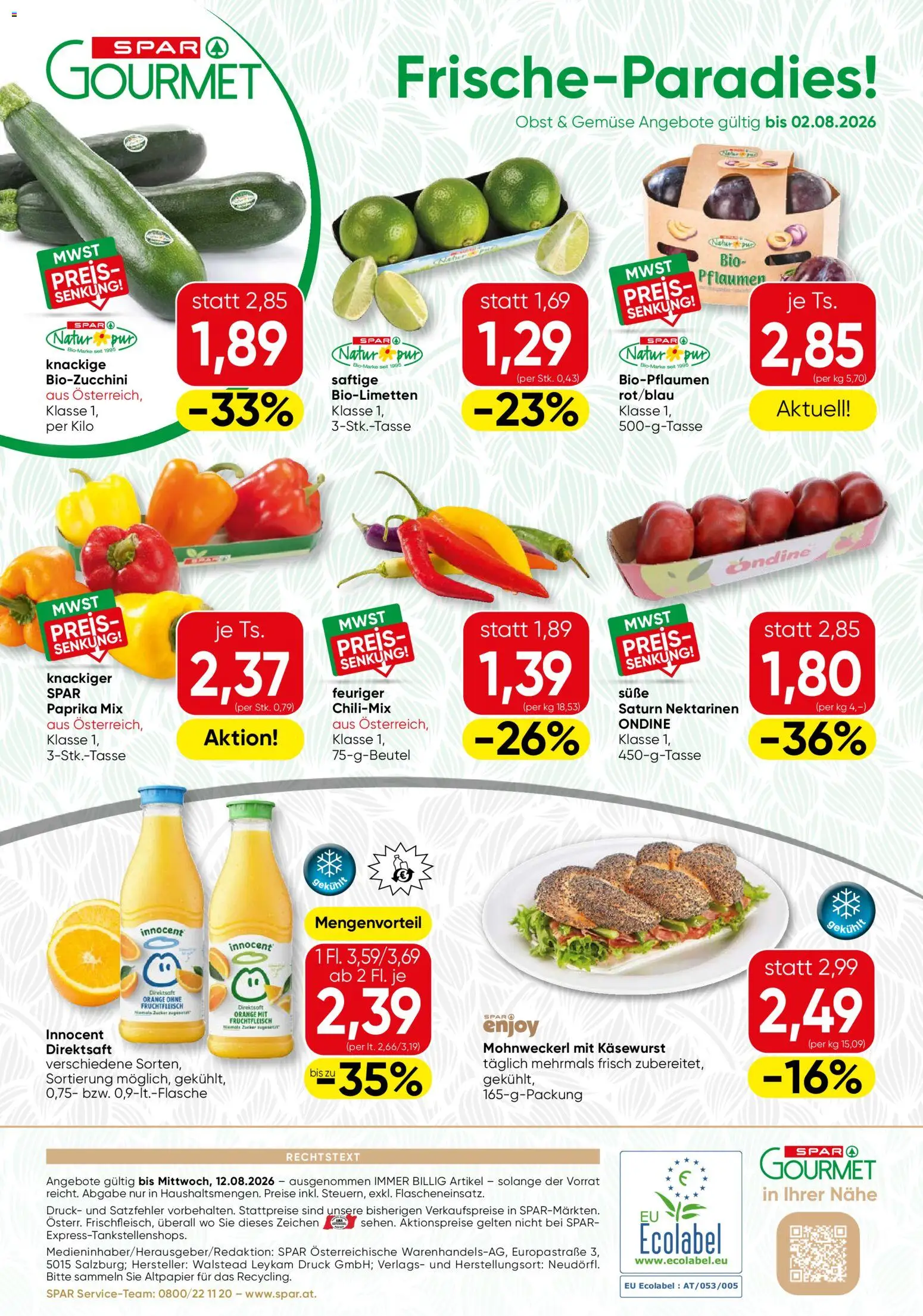 SPAR Gourmet Flugblatt gültig ab 30.07.2026 | Seite: 12 | Produkte: Gemüse, Obst, Zucker