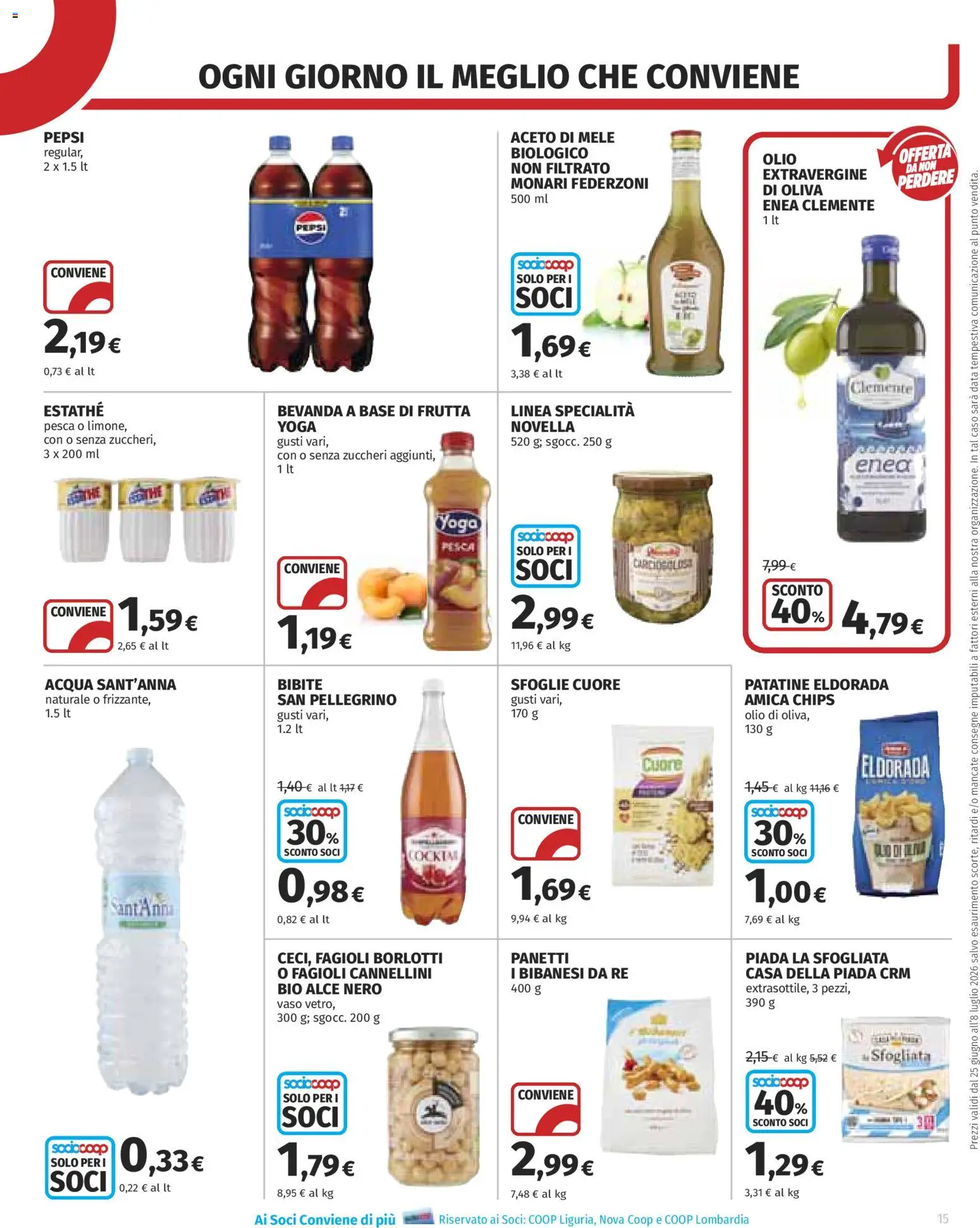 Volantino COOP del 25/06/2026 | Pagina: 15 | Prodotti: Mele, Patatine, Aceto di mele, Aceto