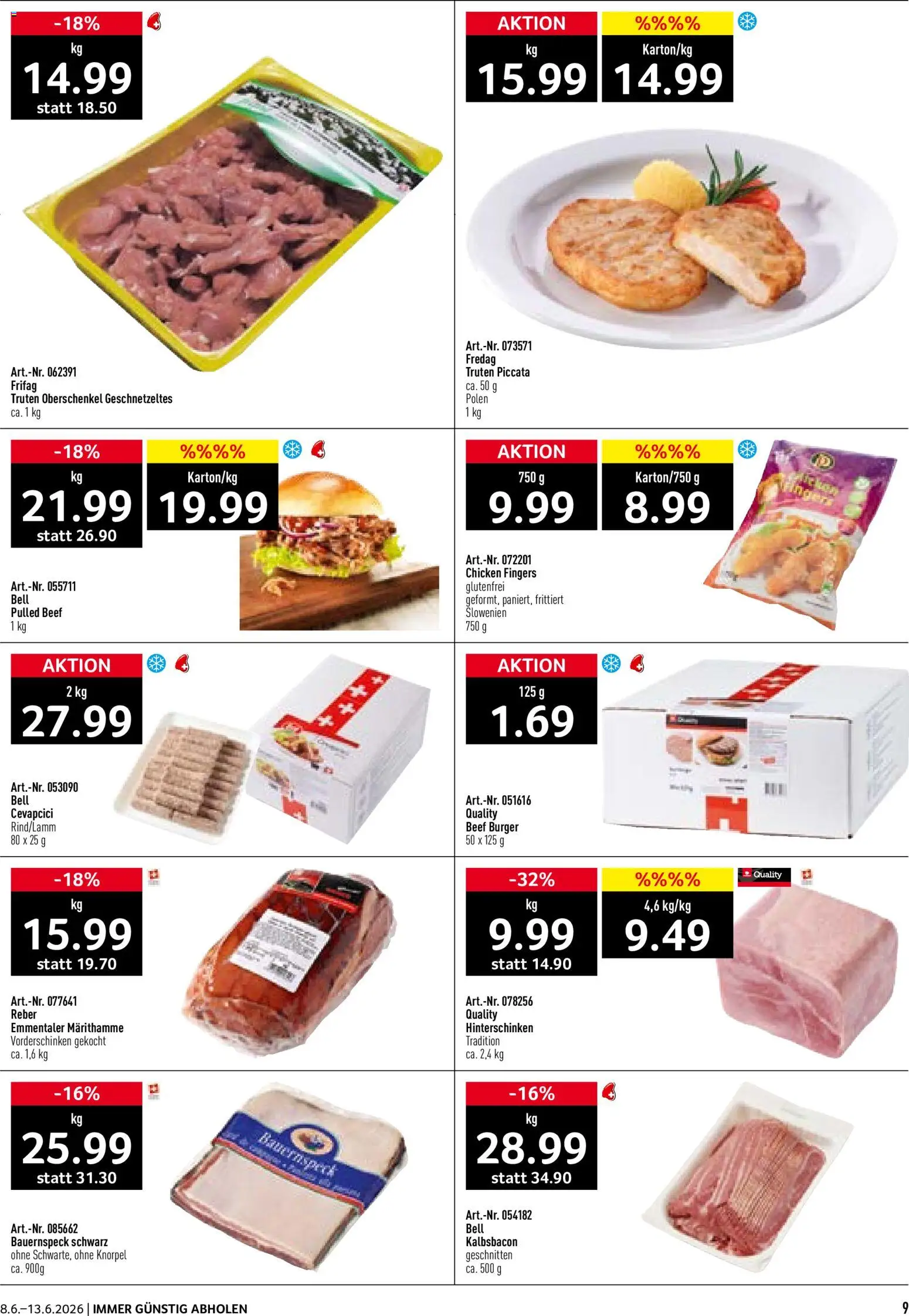 Prodega aktionen – gültig ab 08.06.2026 | Seite: 9 | Produkte: Cevapcici, Burger