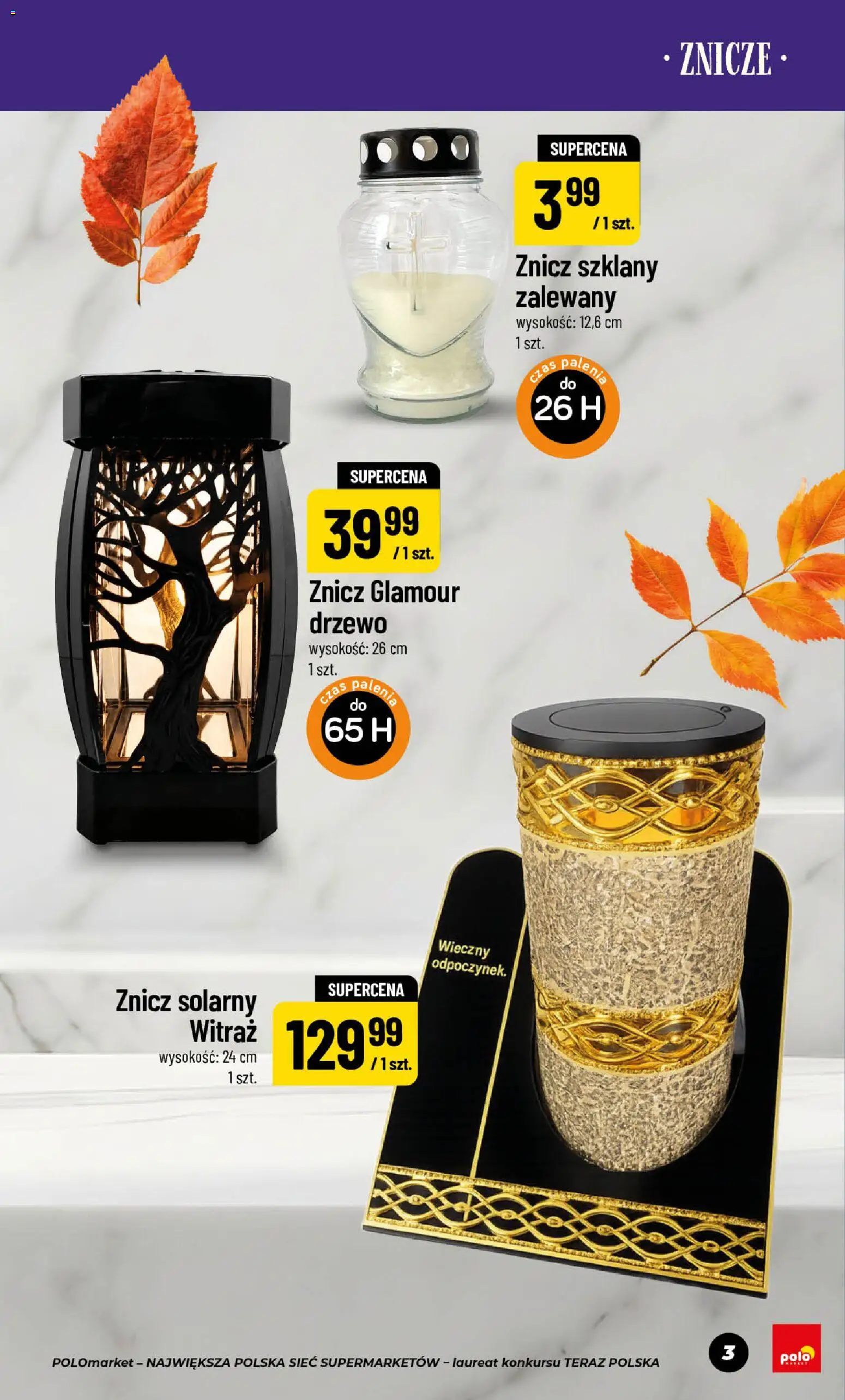 POLOmarket gazetka - Znicze od 11.09.2026 | Strona: 3 | Produkty: Znicze