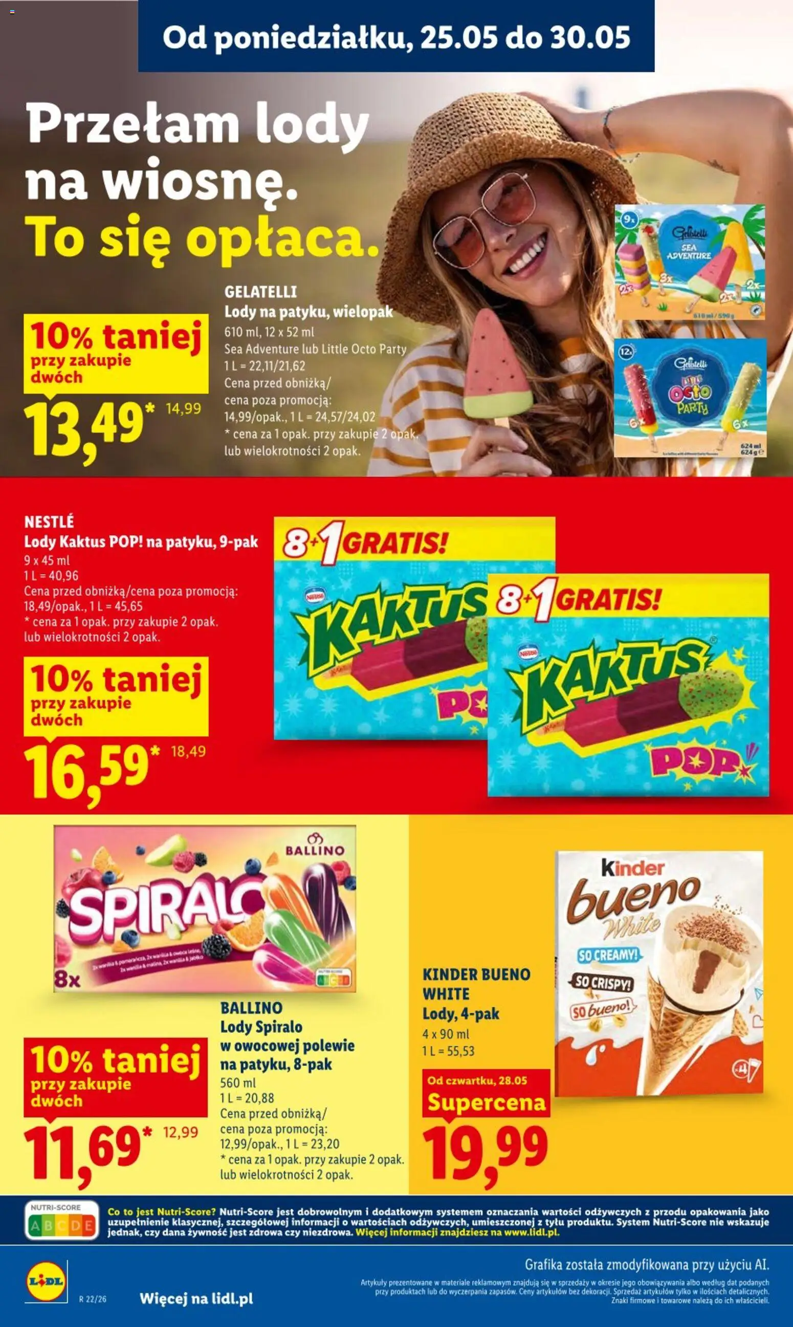 Lidl gazetka od 28.05.2026 | Strona: 58 | Produkty: Kinder Bueno, Lody Kaktus, Lody, Owoce