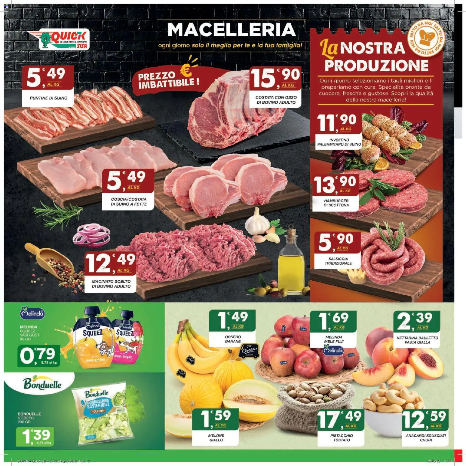 Volantino SISA del 04.06.2026 | Pagina: 2 | Prodotti: Pasta, Melone, Hamburger, Macinato
