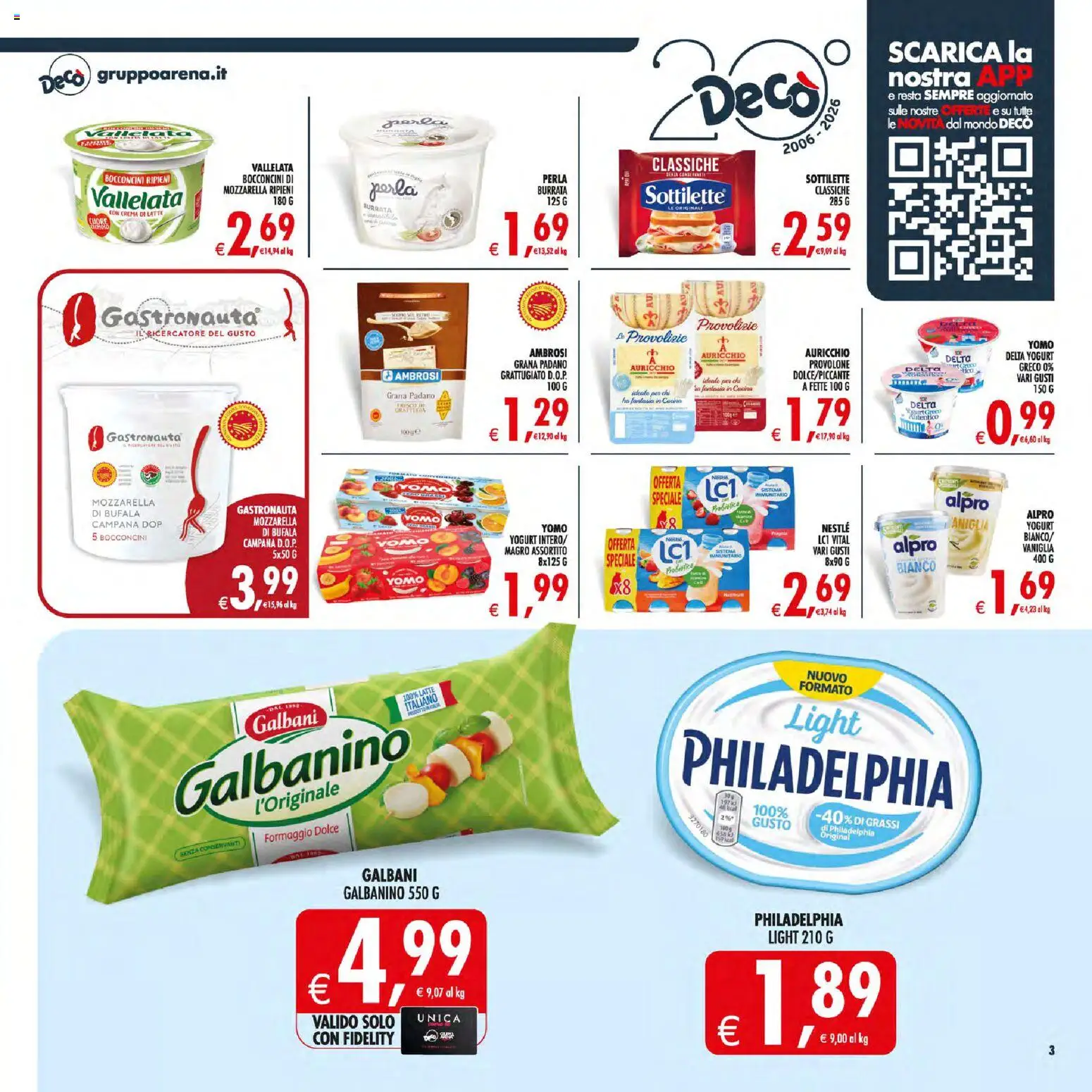 Volantino Decò del 21/08/2026 | Pagina: 3 | Prodotti: Crema, Mozzarella, Formaggio, Grana Padano