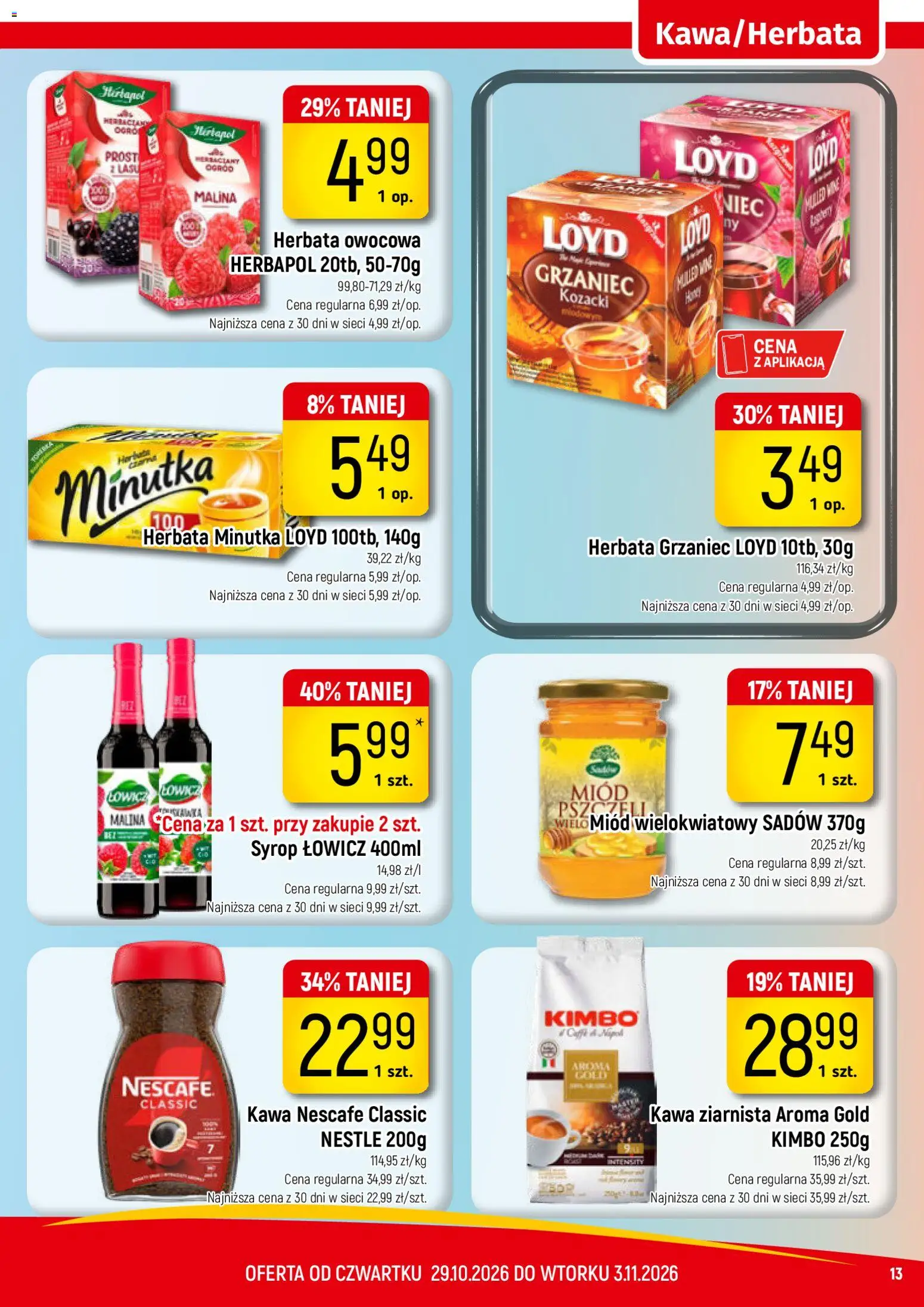 Piotruś Pan gazetka od 29.10.2026 | Strona: 13 | Produkty: Syrop, Miód, Herbata owocowa, Miód wielokwiatowy