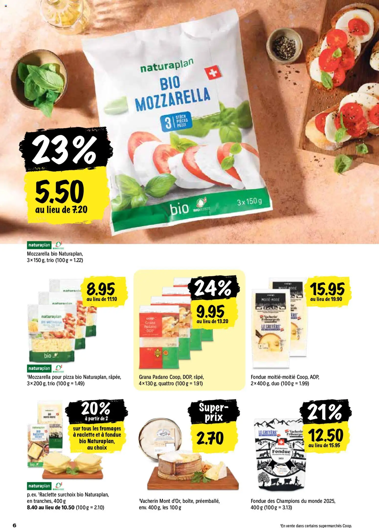 Coop aktionen FR – gültig ab 10.09.2026 | Seite: 6 | Produkte: Grana Padano, Pizza, Raclette, Fondue