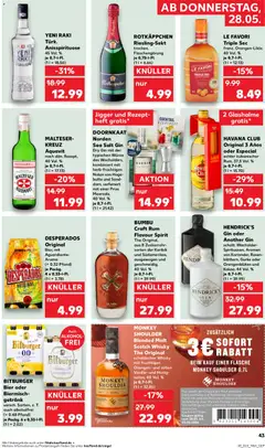 DOORNKAAT Norden Sea Salt Gin, Dry Gin mit der typischen Würze des Wacholders, kombiniert mit herb-fruchtigen Noten von Hagebutte und Sanddorn, verfeinert mit einer Prise Meersalz, 40 Vol. % je 0,7-I-FI. ab 28.05.2026 gültig | Seite: 43