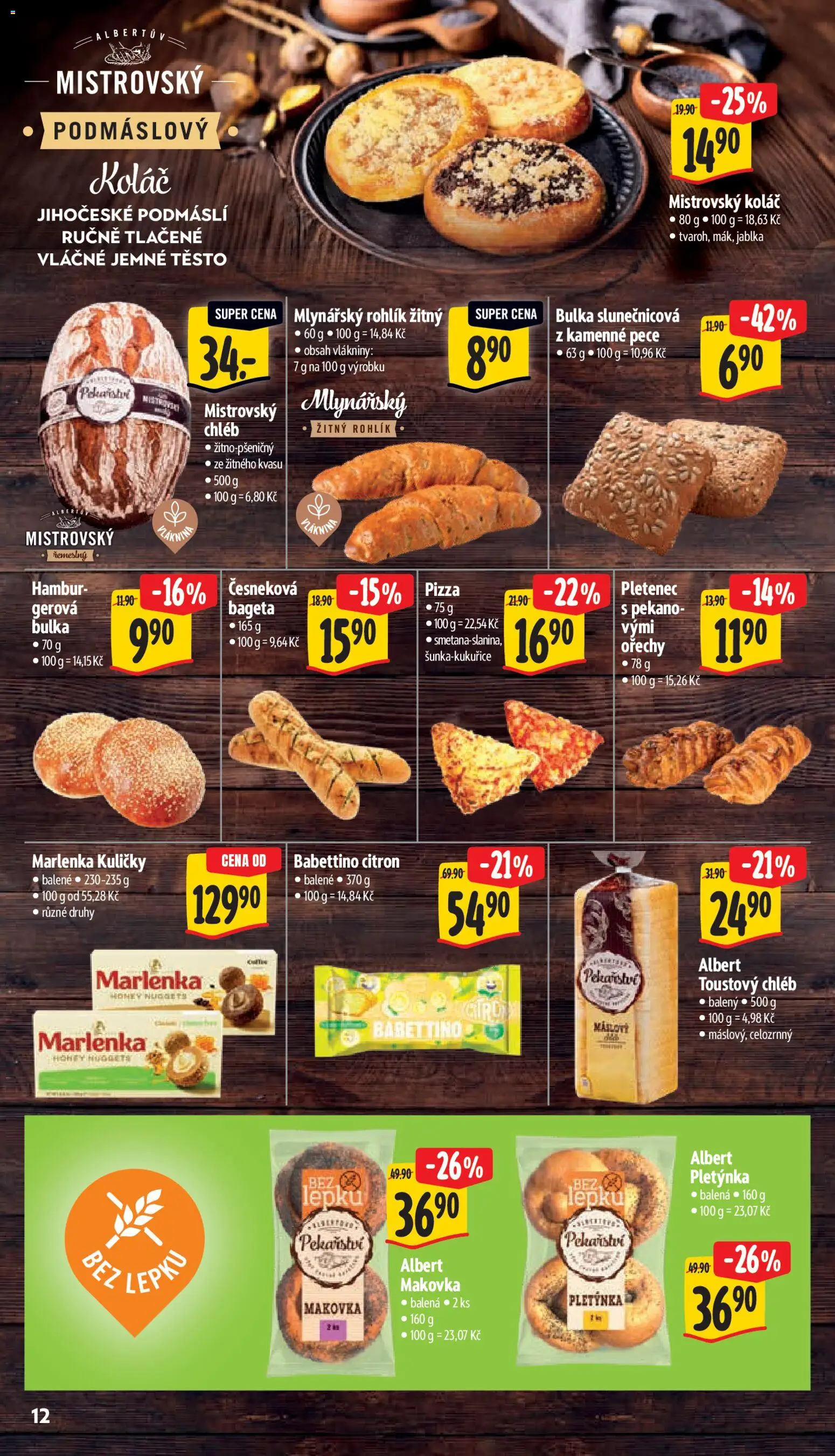 Albert leták - Supermarket od 06.05.2026 | Strana: 22 | Produkty: Chléb, Rohlík, Žitný rohlík, Těsto
