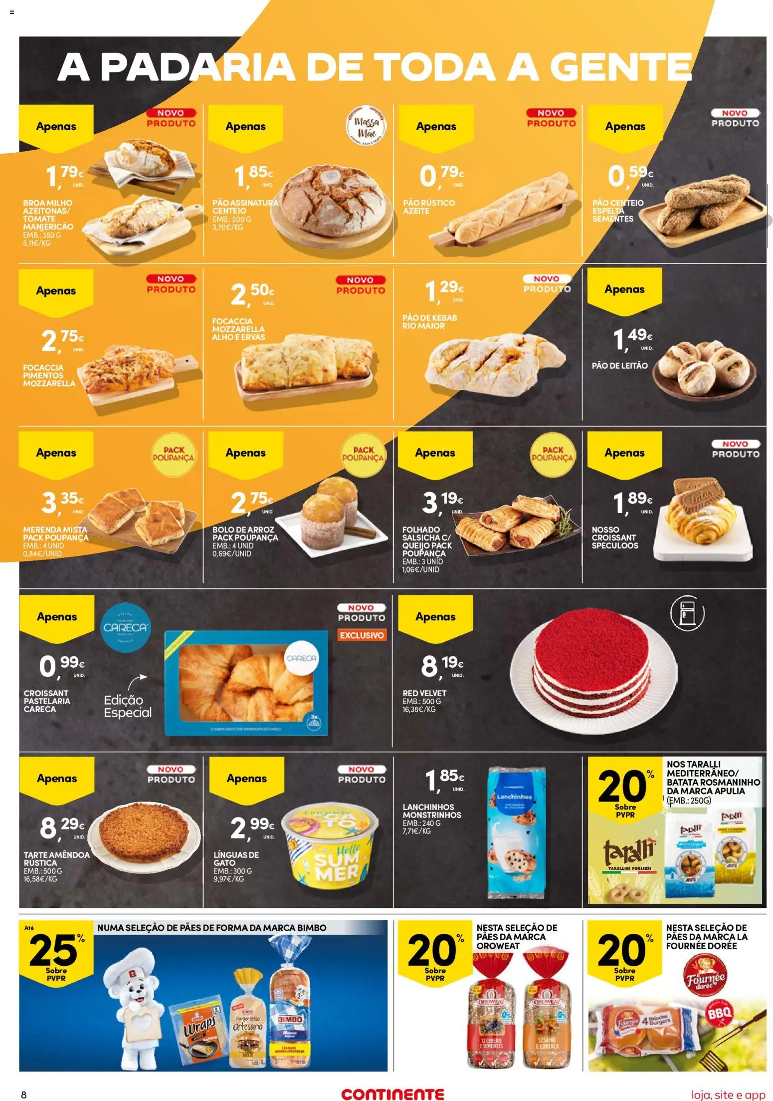 Continente Semanal Continente Bom Dia │ válido de 16.06.2026 | Página: 8 | Produtos: Padaria, Bolo, Queijo, Cereais