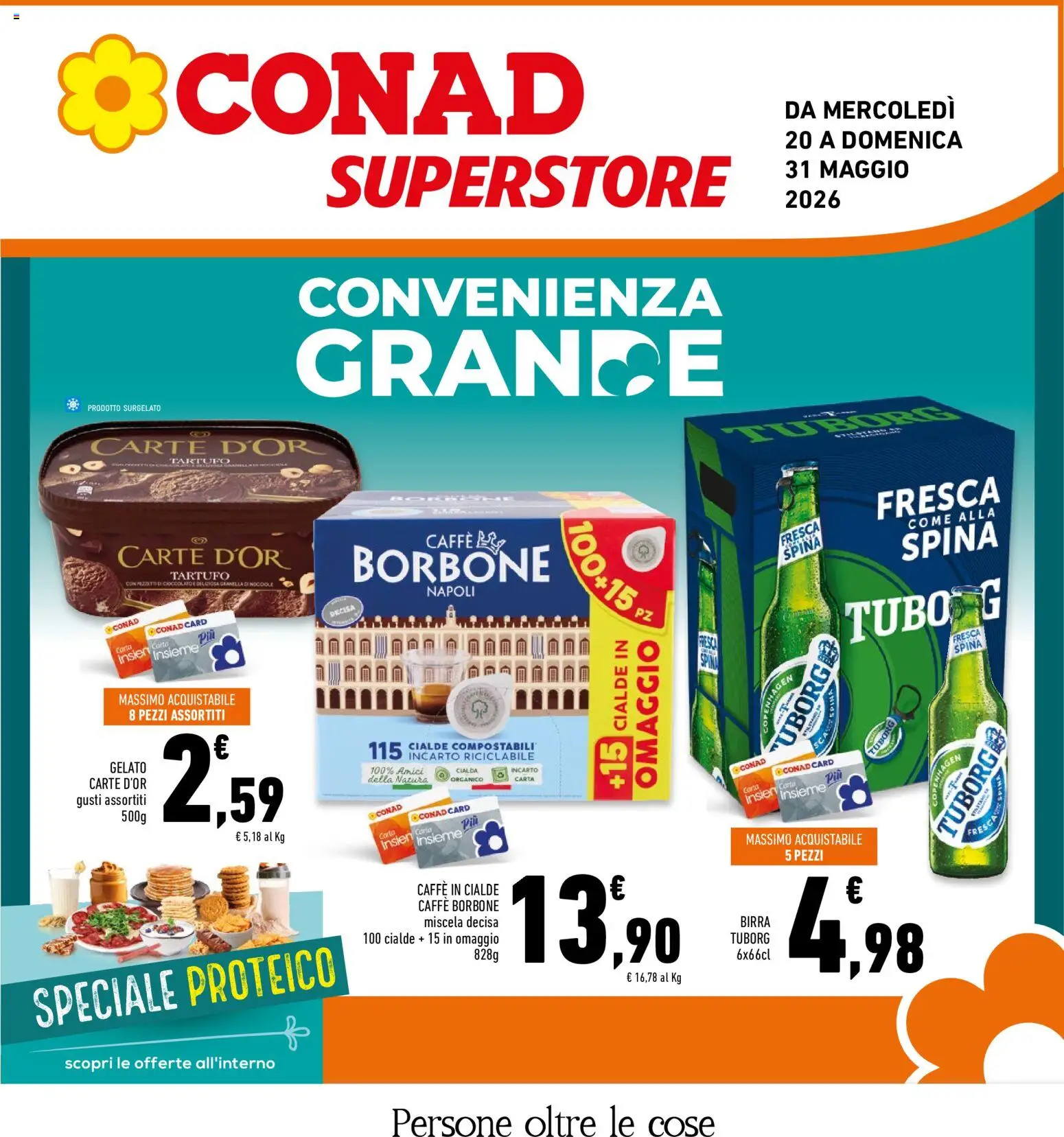 Volantino Conad del 20.05.2026 | Pagina: 1 | Prodotti: Tartufo, Caffè, Gelato, Caffè in cialde