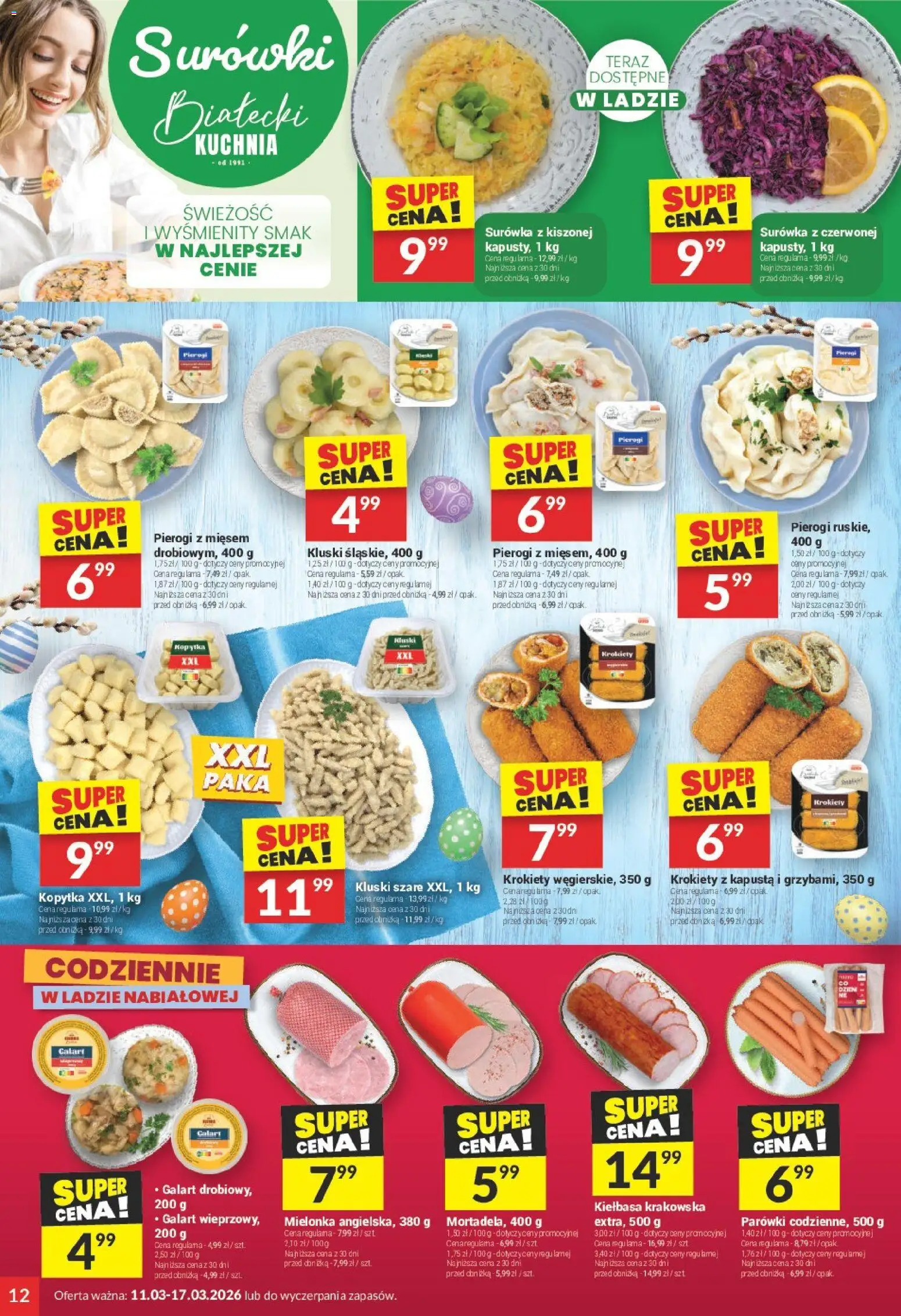 Twój Market gazetka od 11.03.2026 | Strona: 12 | Produkty: Kapusta, Pierogi z mięsem, Krokiety, Parówki
