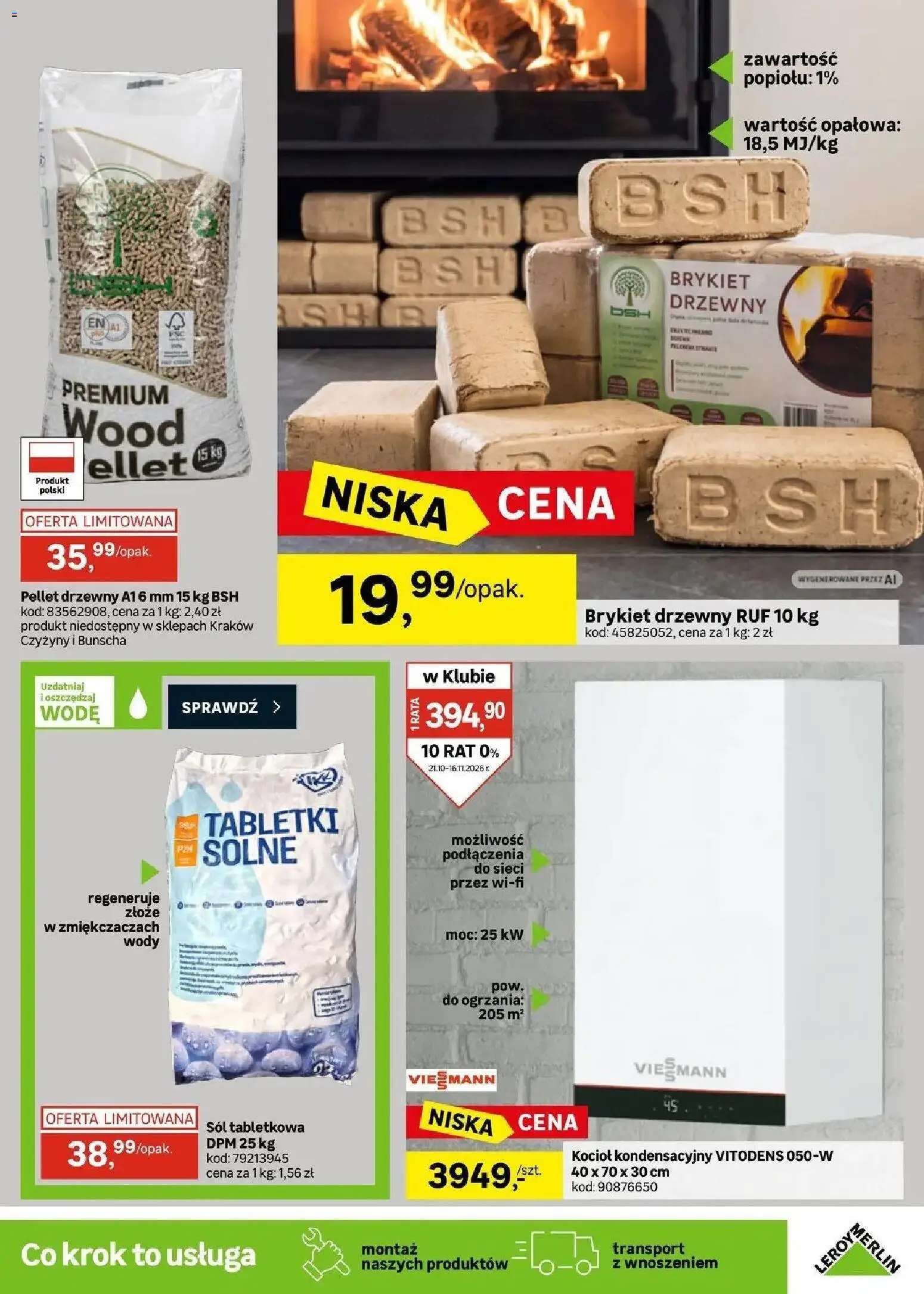 Leroy Merlin gazetka od 21.10.2026 | Strona: 31 | Produkty: Brykiet drzewny, Pellet drzewny, Sól