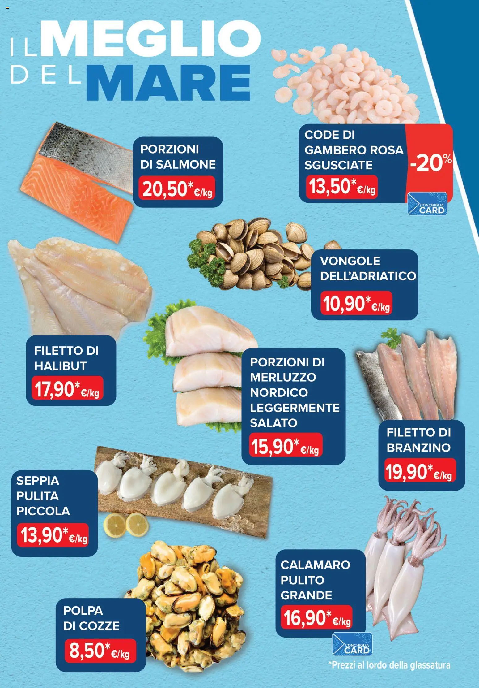 Volantino Sapore di mare del 01/10/2026 | Pagina: 2 | Prodotti: Salmone, Merluzzo, Cozze, Branzino