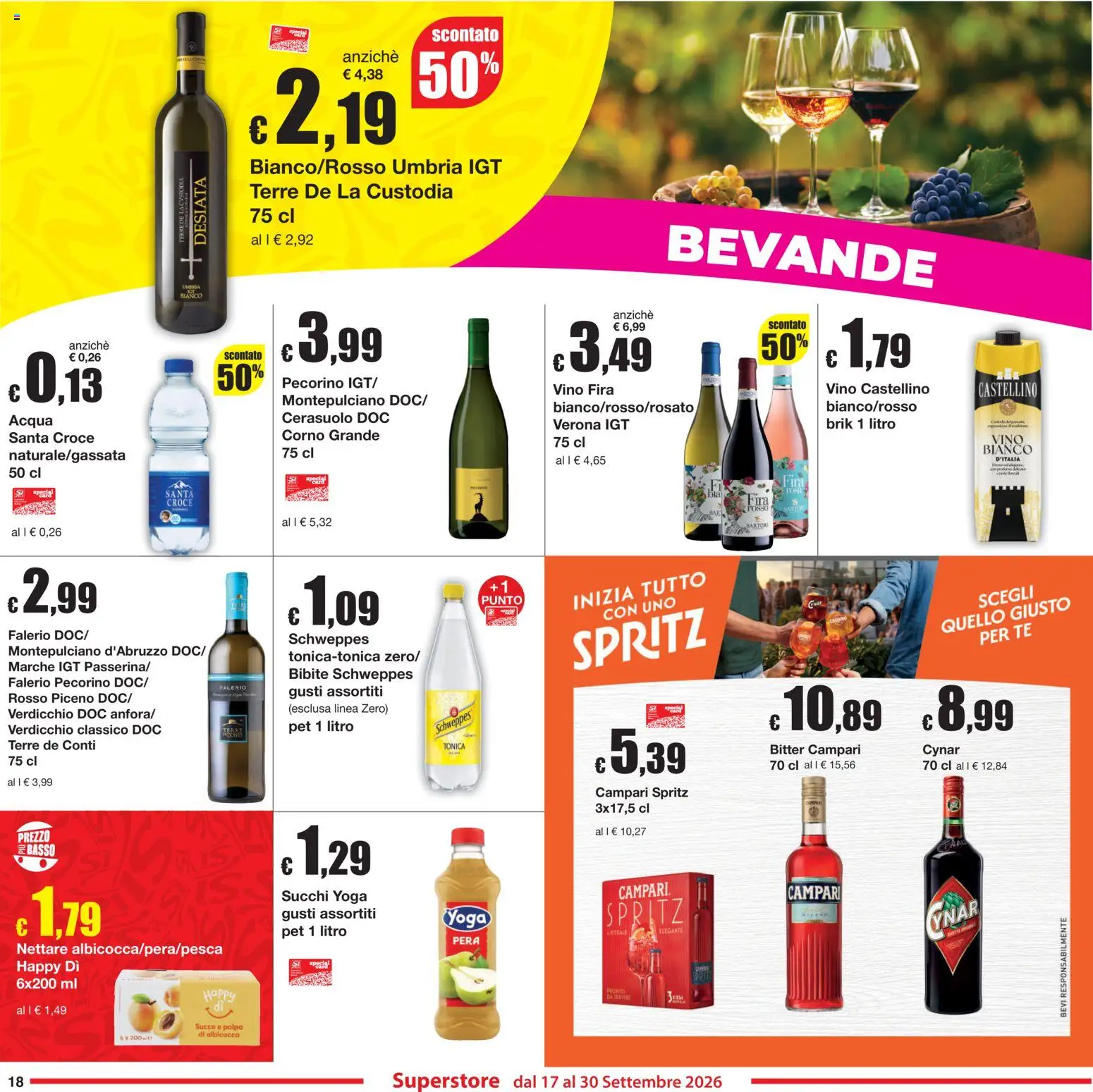 Volantino Sì con Te del 17/09/2026 | Pagina: 18 | Prodotti: Tè, Bevande, Bibite, Pecorino