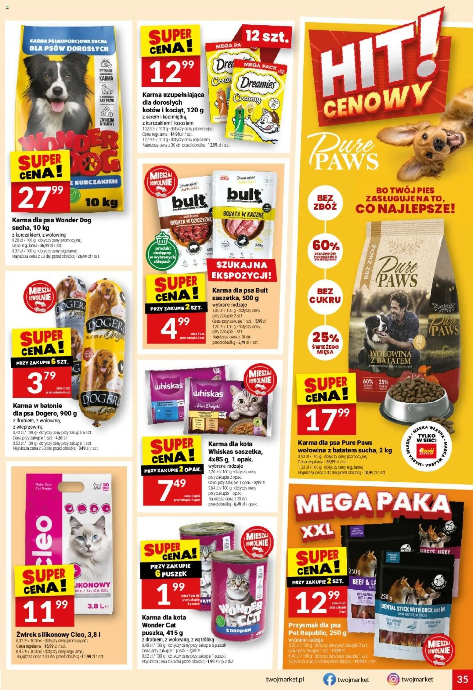 Twój Market gazetka od 15.07.2026 | Strona: 35 | Produkty: Karma dla kota, Karma dla psa, Wieprzowina, Wołowina