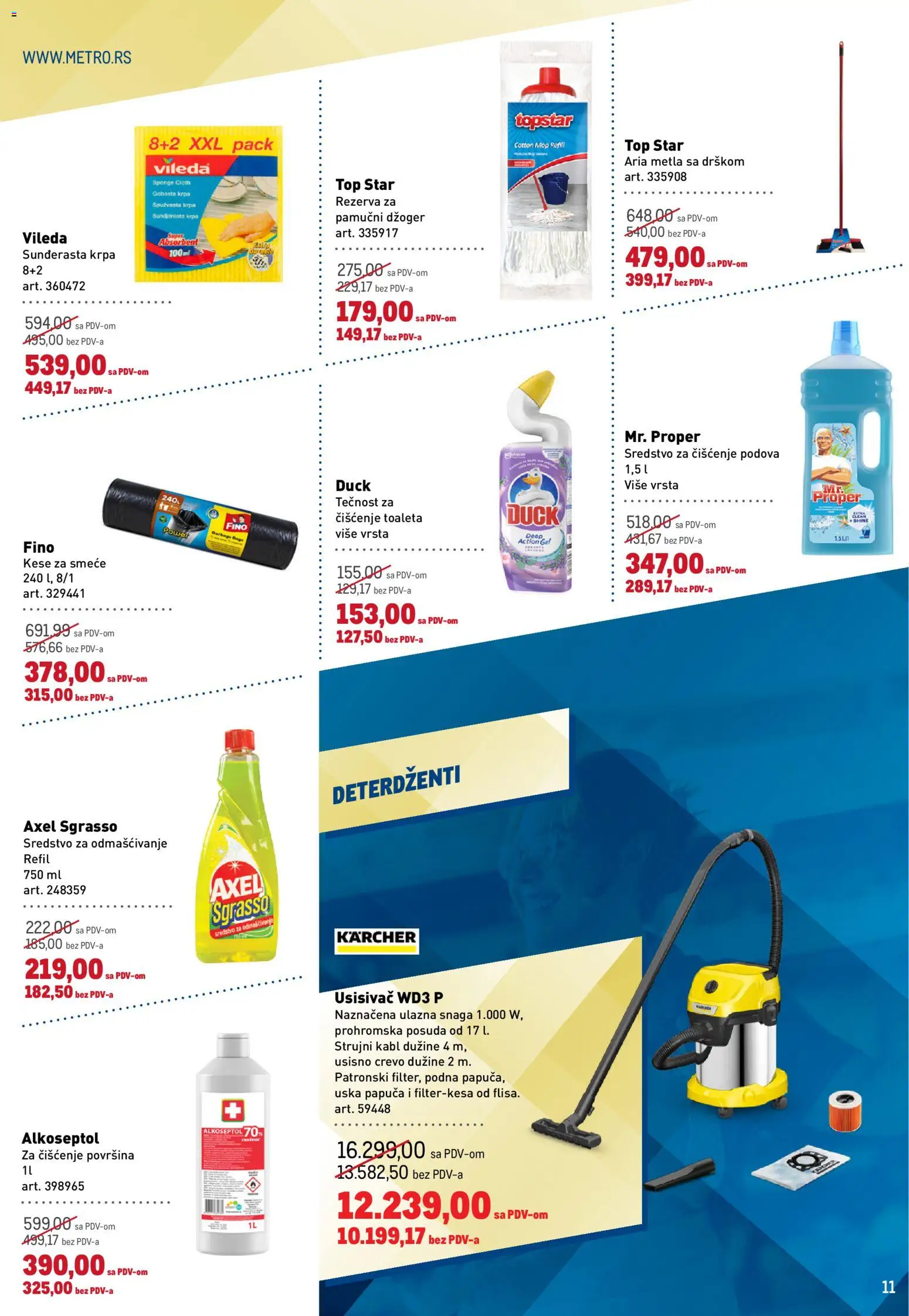 Metro katalog - važi od 20.08.2026 | Strana: 11 | Proizvode: Usisivač, Mop, Kese za smeće, Vileda