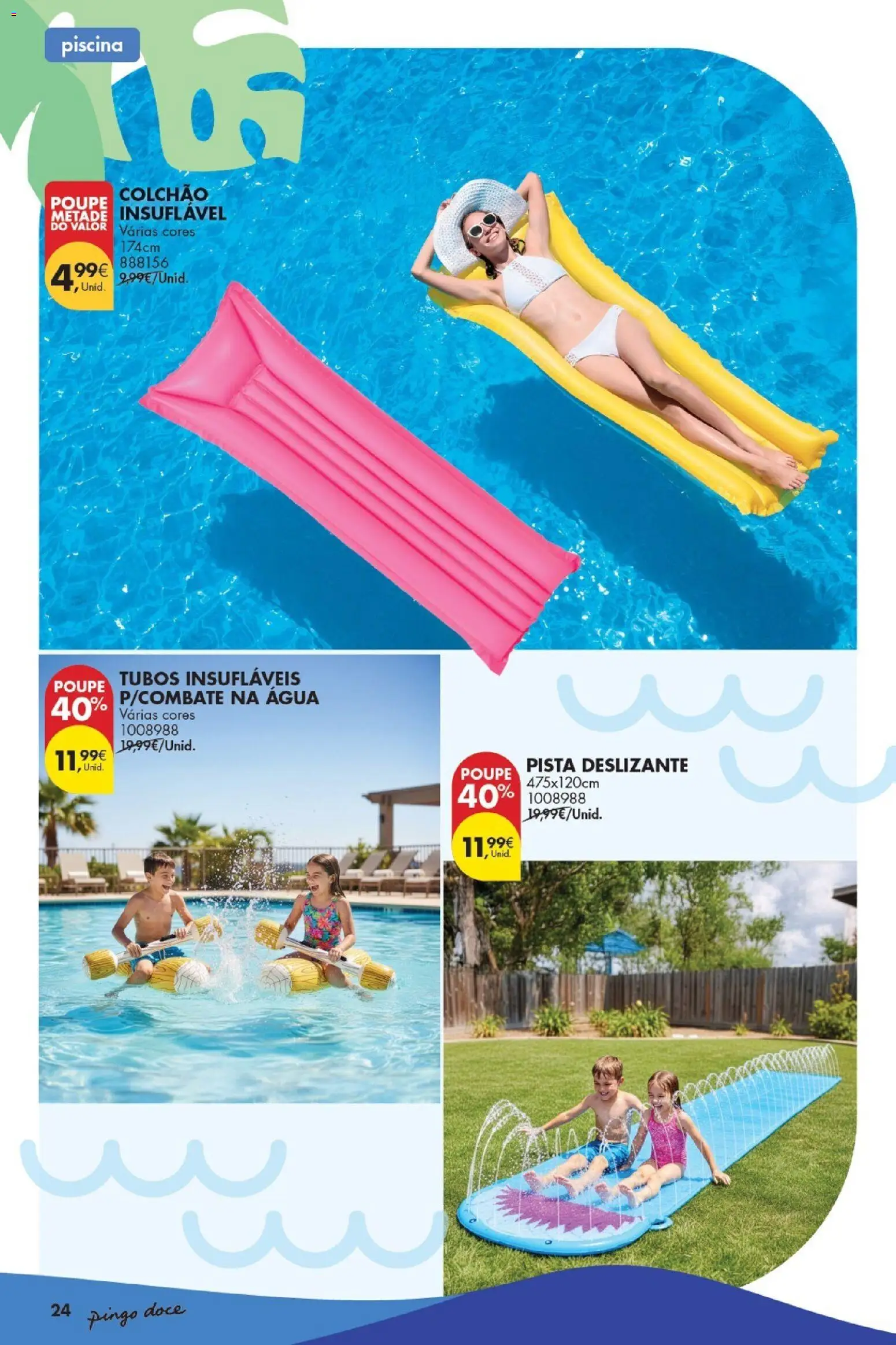 Pingo Doce Bazar Verão │ válido de 09.06.2026 | Página: 24 | Produtos: Agua, Piscina, Colchão