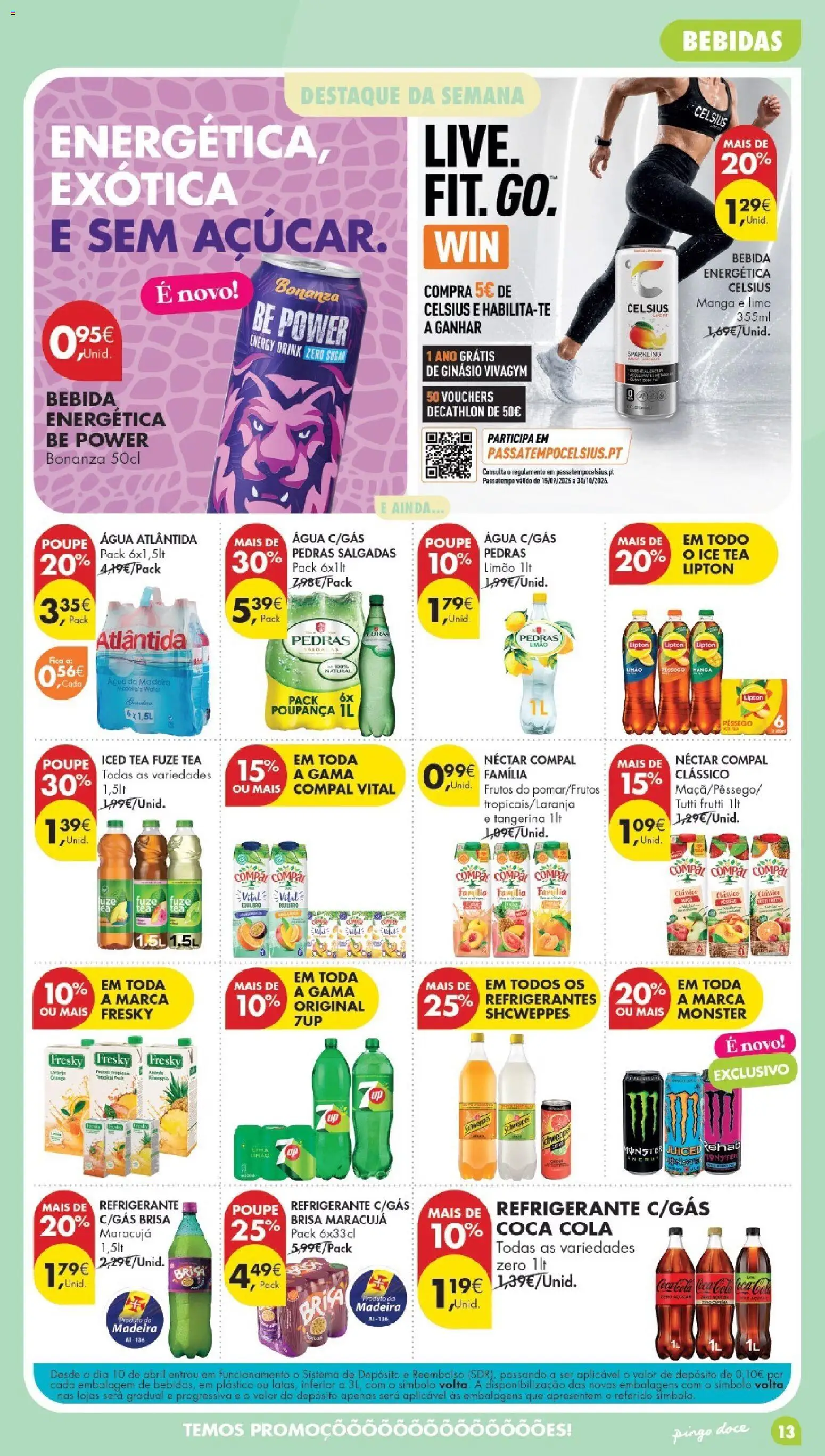 Pingo Doce Poupe Esta Semana Madeira │ válido de 15/09/2026 | Página: 13 | Produtos: Agua, Refrigerante, Manga, Bebida
