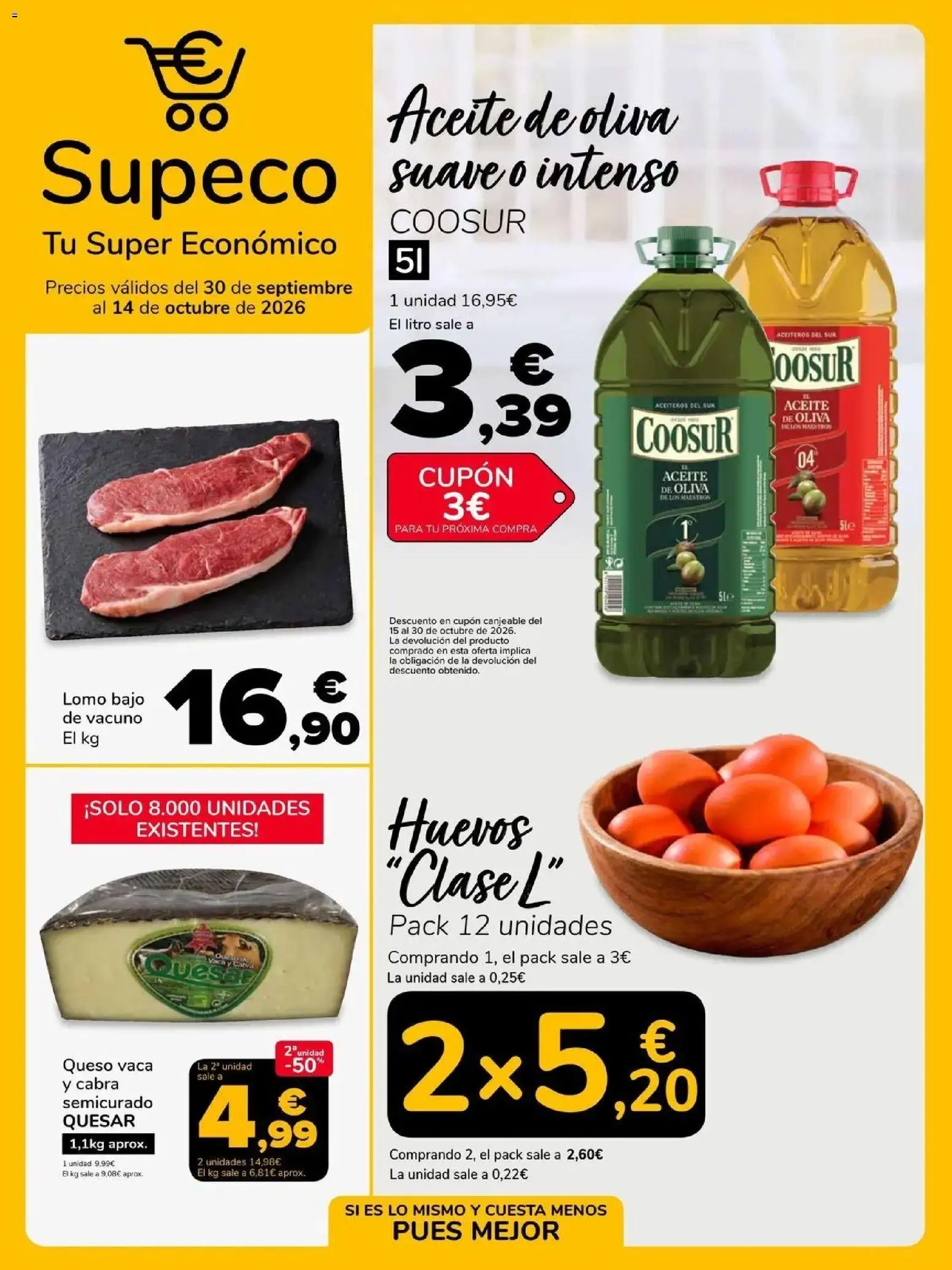 Supeco folleto 30/09/2026 - 14/10/2026 | Página: 1 | Productos: Queso, Huevos, Lomo, Aceite de oliva