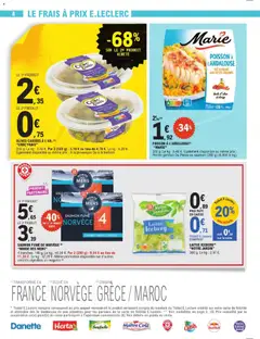 E.Leclerc - Prévisualisation de POISSON À L'ANDALOUSE, Riz safrané aux petits légumes. 300 g. Egalement disponible au même prix: Petites gambas Ou Penne au saumon (280 g). valide à partir de 21.04.2026 | Page: 8 | Produits: Olives, Huile D'olive, Laitue, Poisson