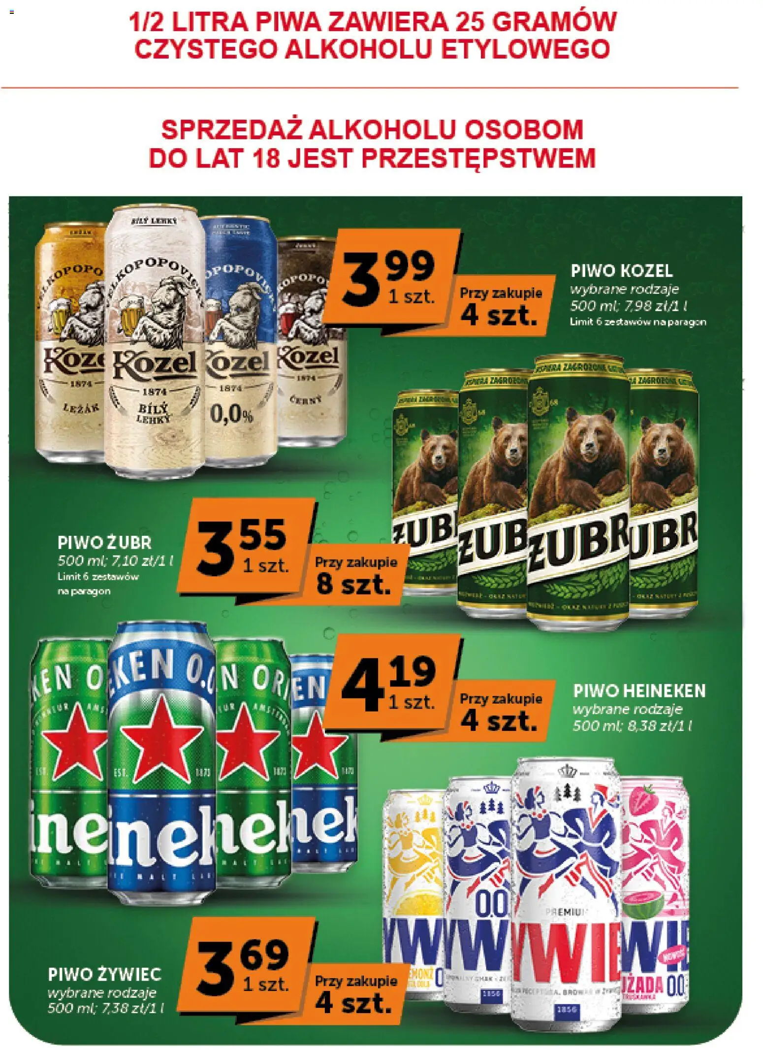 ABC gazetka od 10.09.2026 | Strona: 29 | Produkty: Piwo żubr, Piwo Heineken, Piwo, Piwo kozel