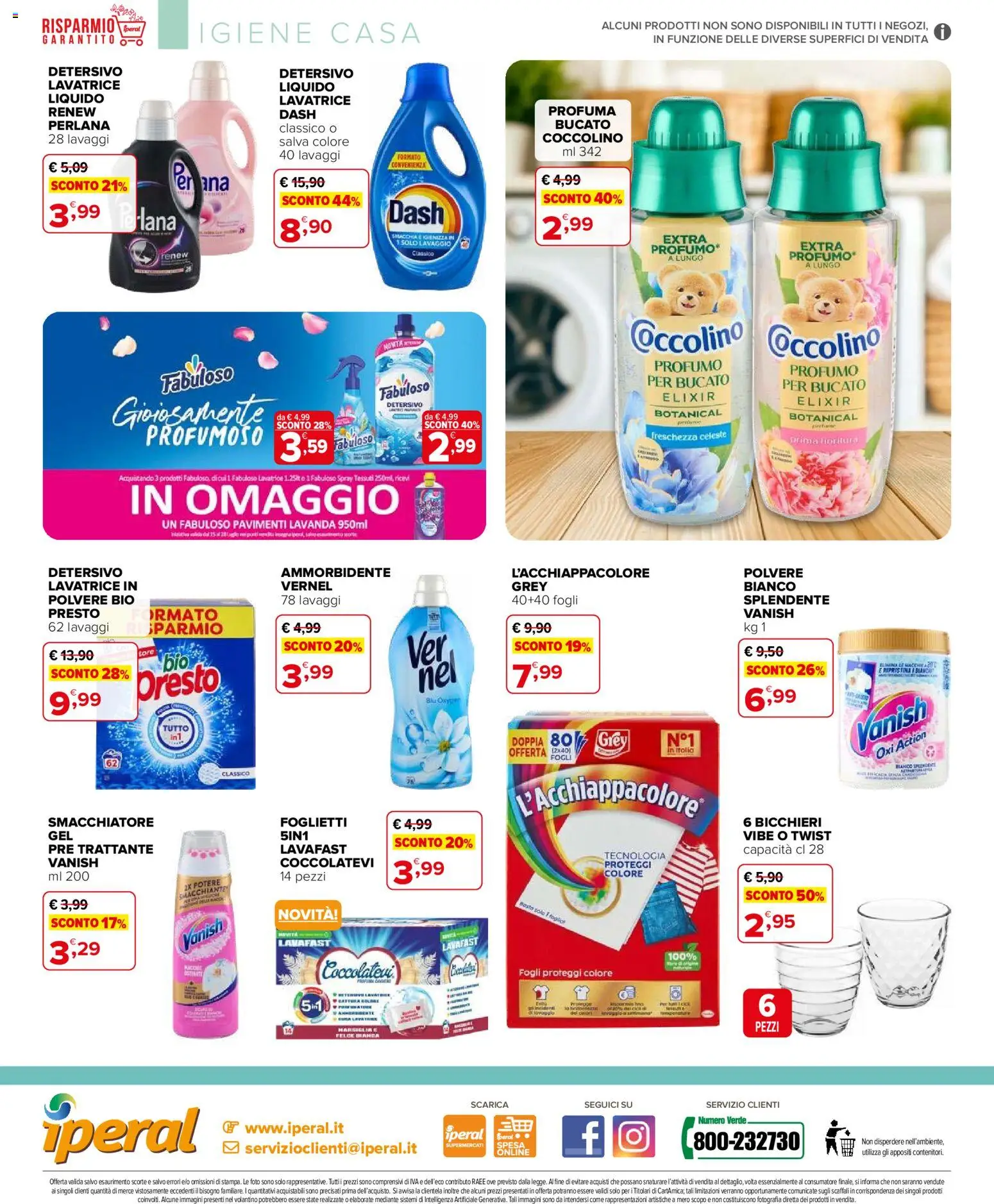Volantino Iperal del 15/07/2026 | Pagina: 8 | Prodotti: Ammorbidente, Smacchiatore, Lavatrice, Profumo