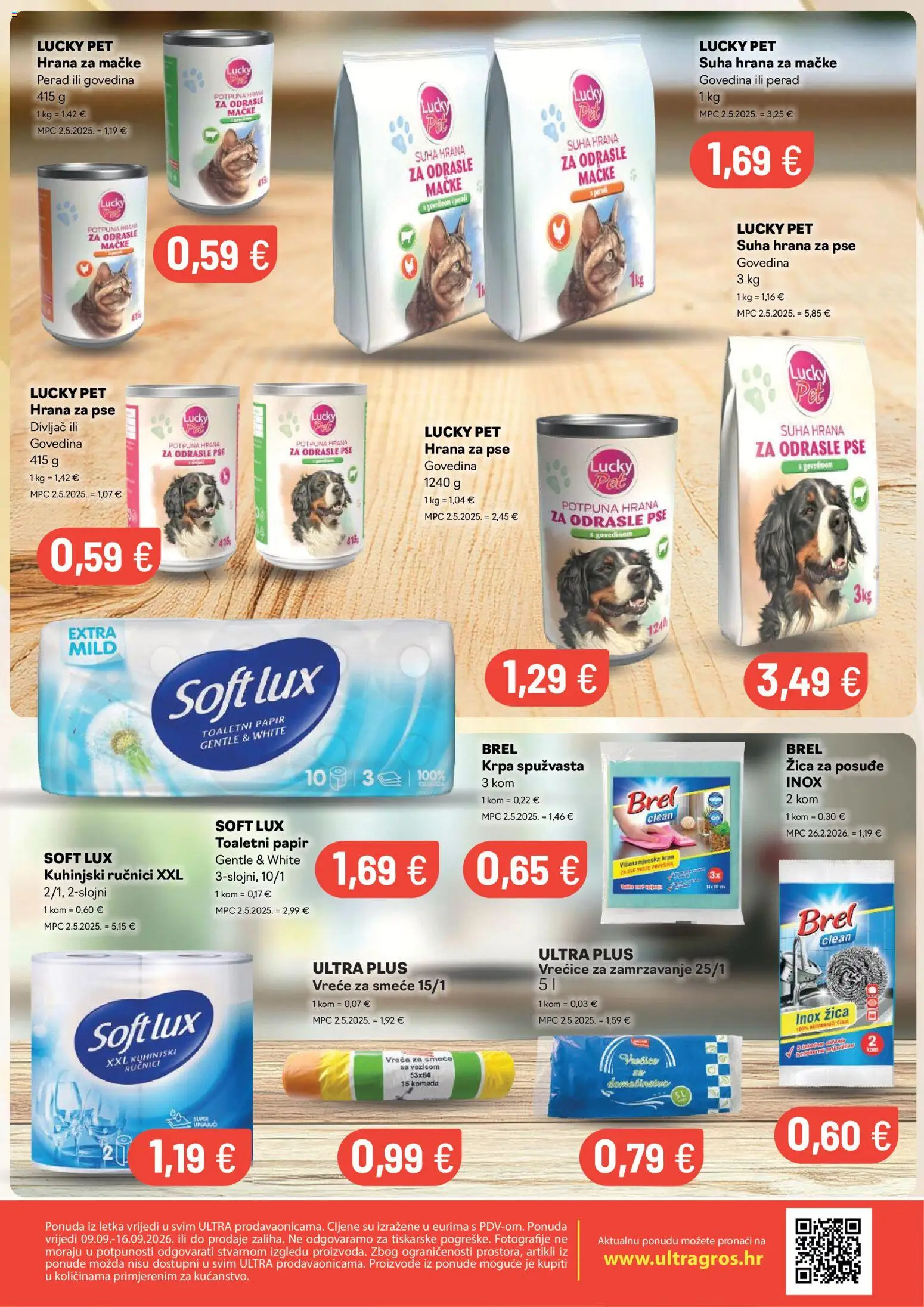 Ultra Gros katalog | vrijedi od 09.09.2026 | Stranica: 4 | Proizvodi: Krpa, Vrećice za zamrzavanje, Toaletni papir, Posuđe
